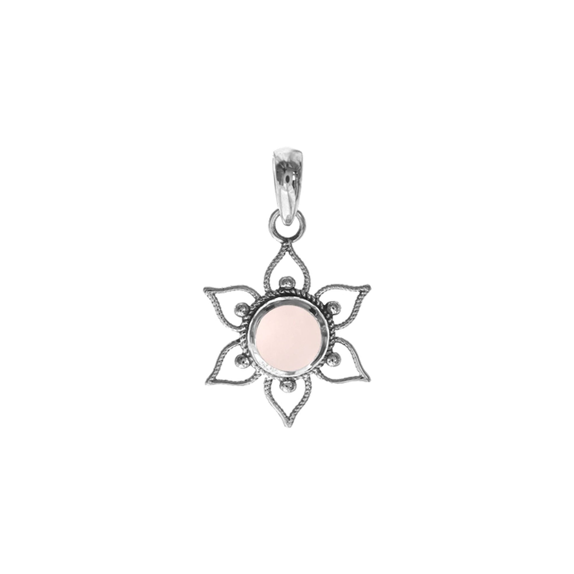 Catalina rose quartz flower pendant