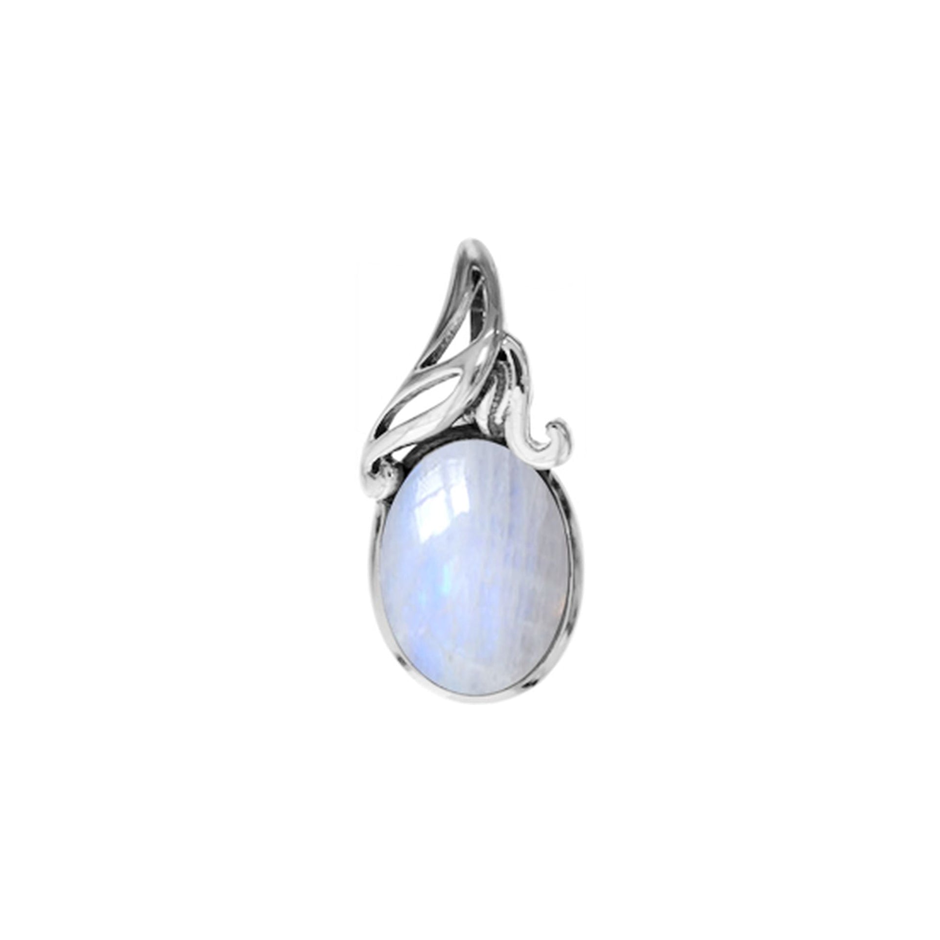 Tilly rainbow moonstone scrolled top pendant