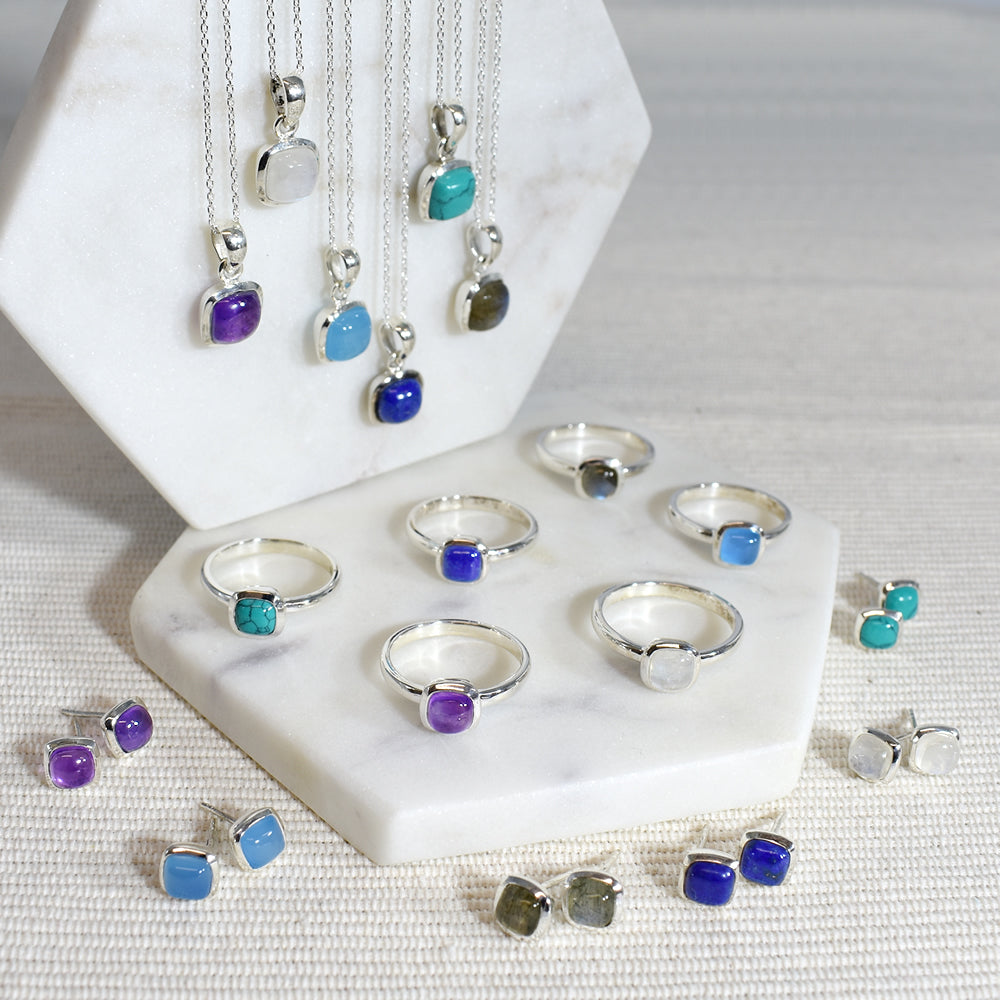 Samira squircle amethyst studs