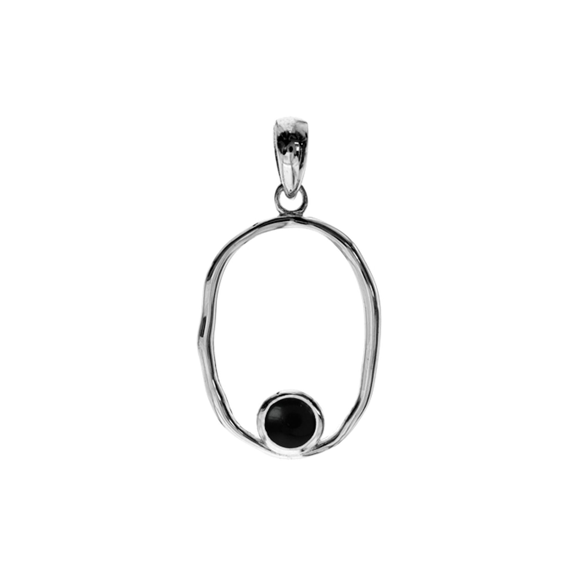 Organic oval framed pendant with black onyx
