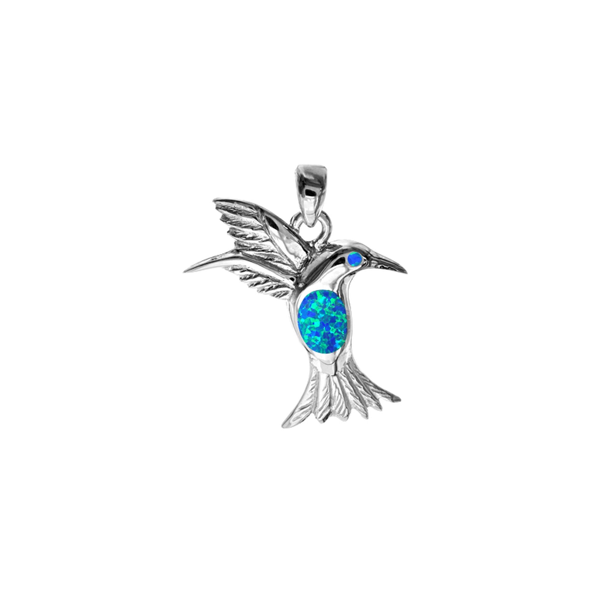 Blue opalique hummingbird pendant