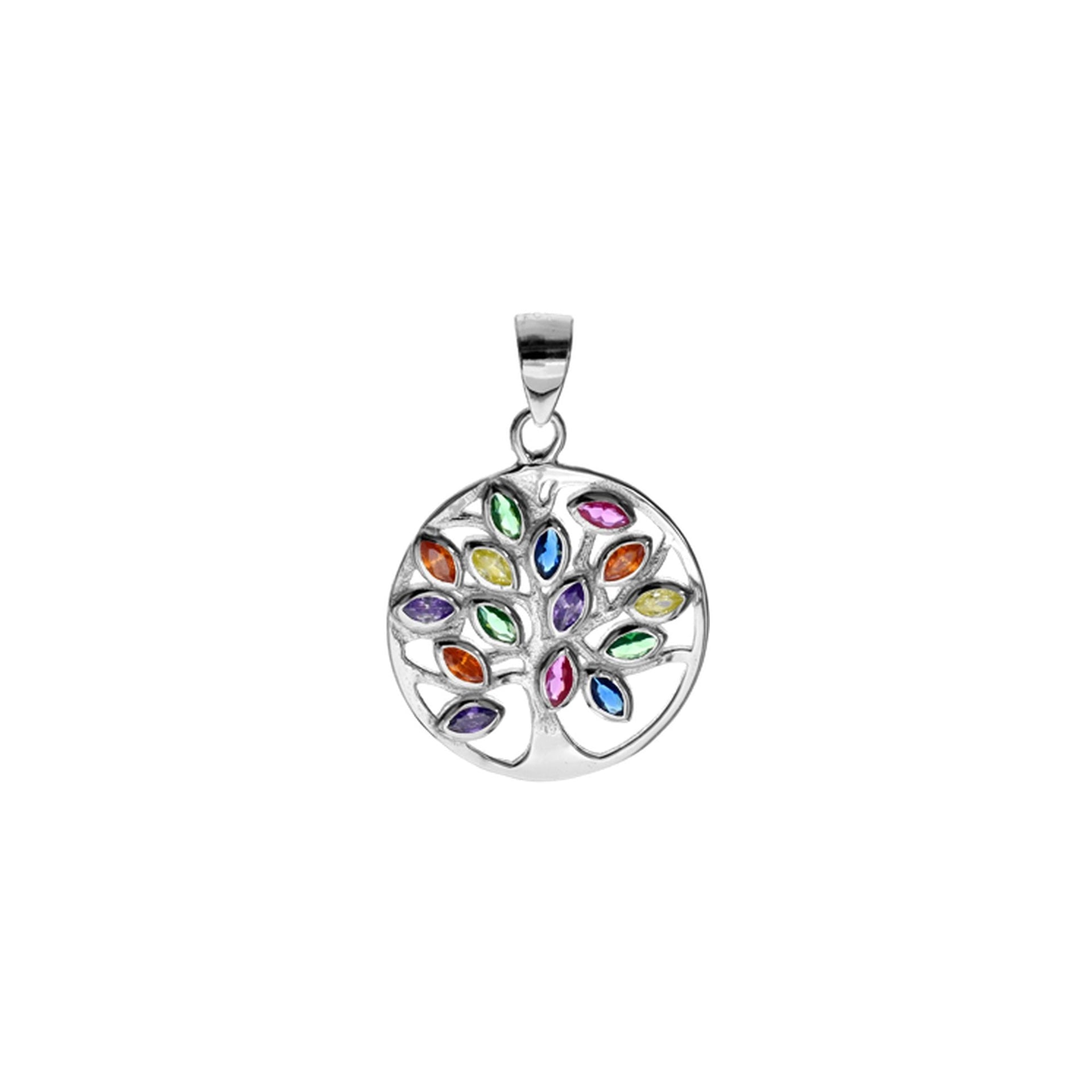 Sian rainbow CZ tree of life pendant