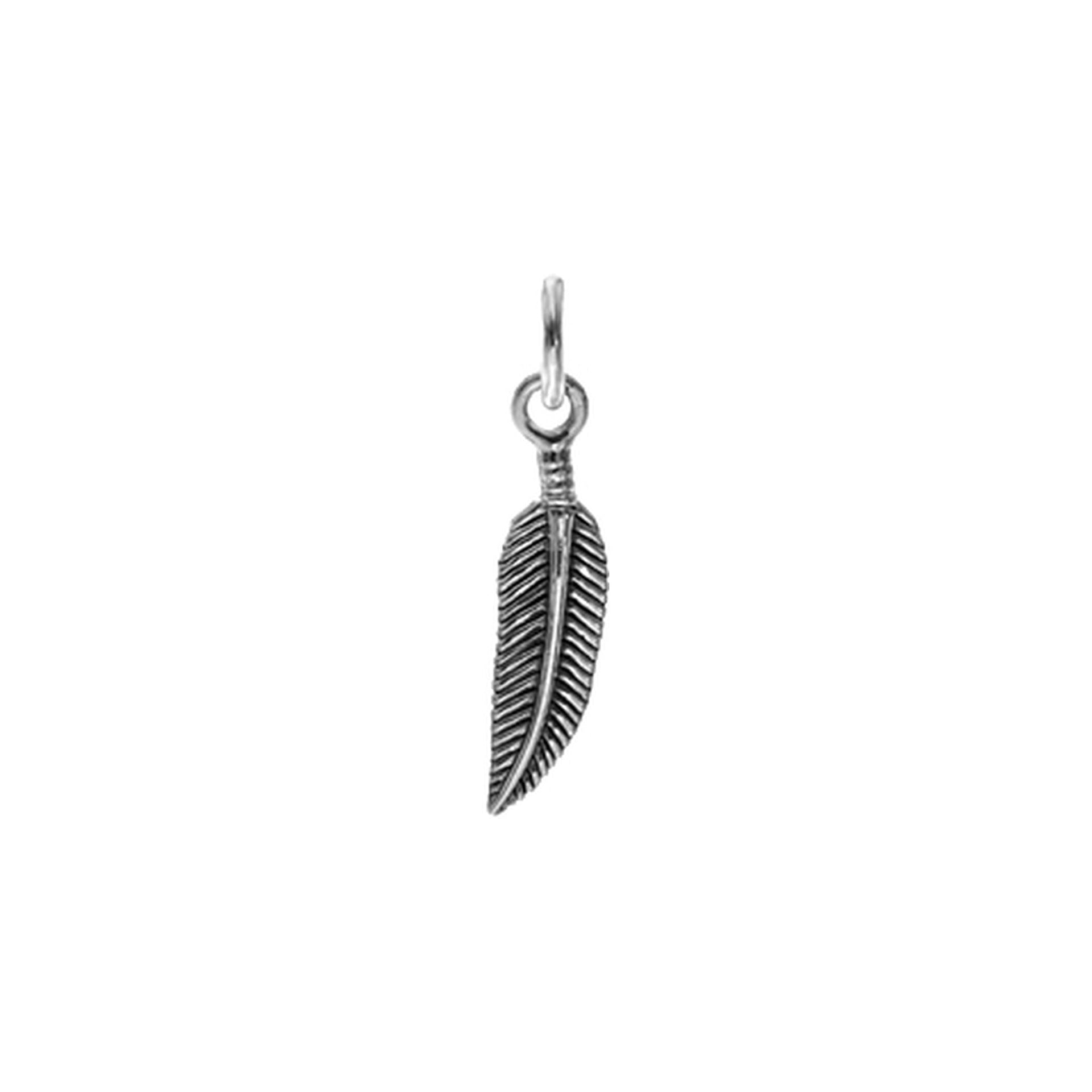Fine oxidised feather pendant