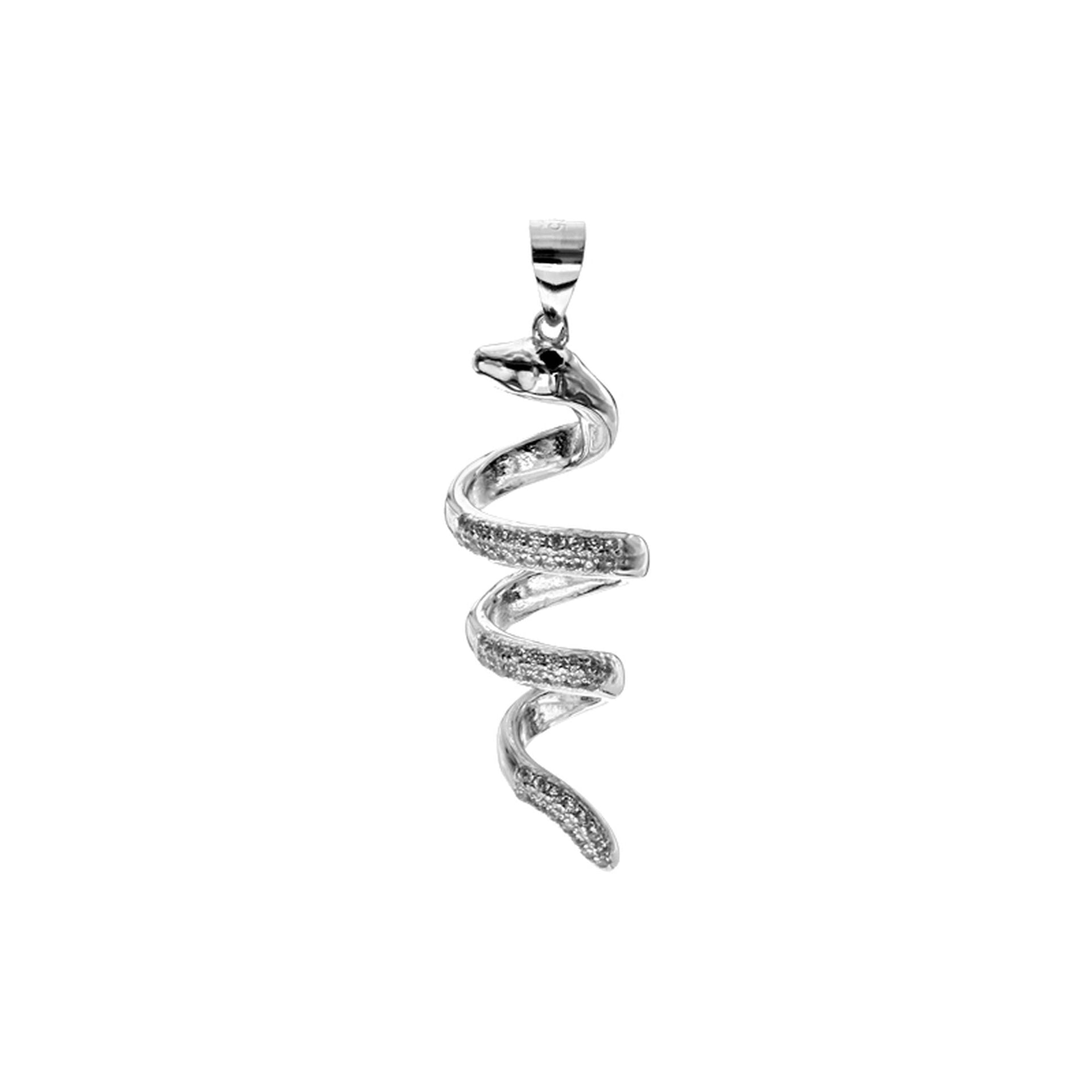 Coiled snake pendant set with CZ