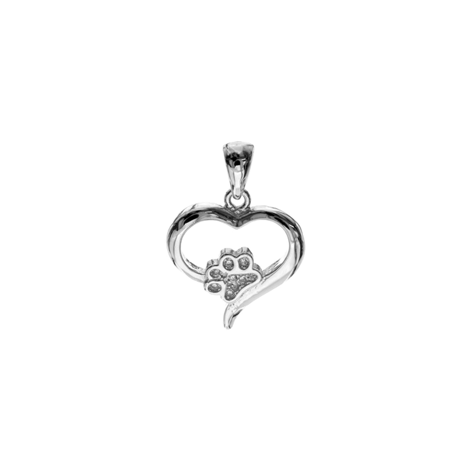 Alianna overlapped heart with pawprint pendant