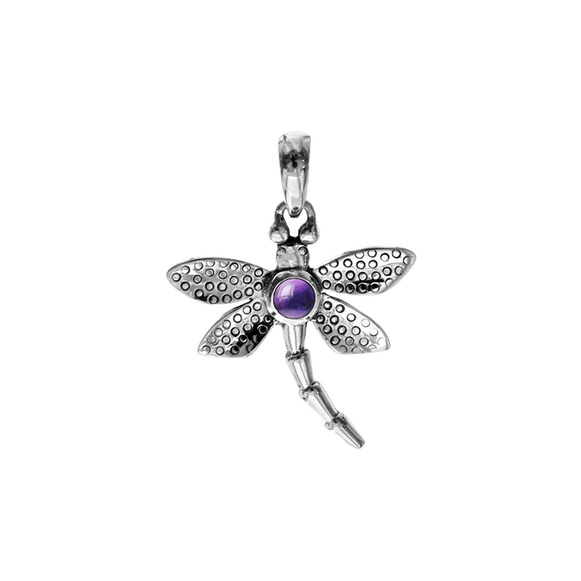 Lola small amethyst dragonfly pendant