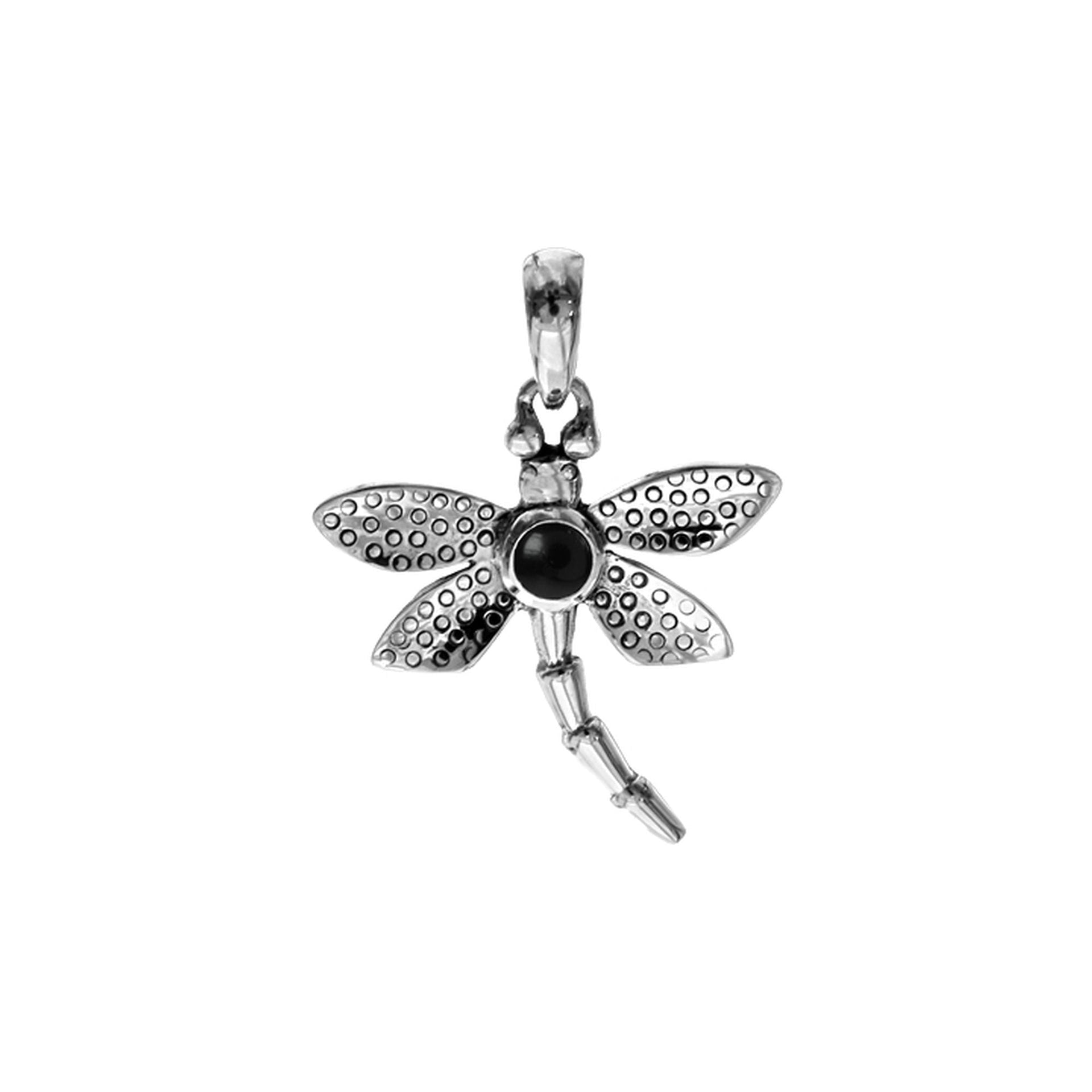 Lola small black onyx dragonfly pendant