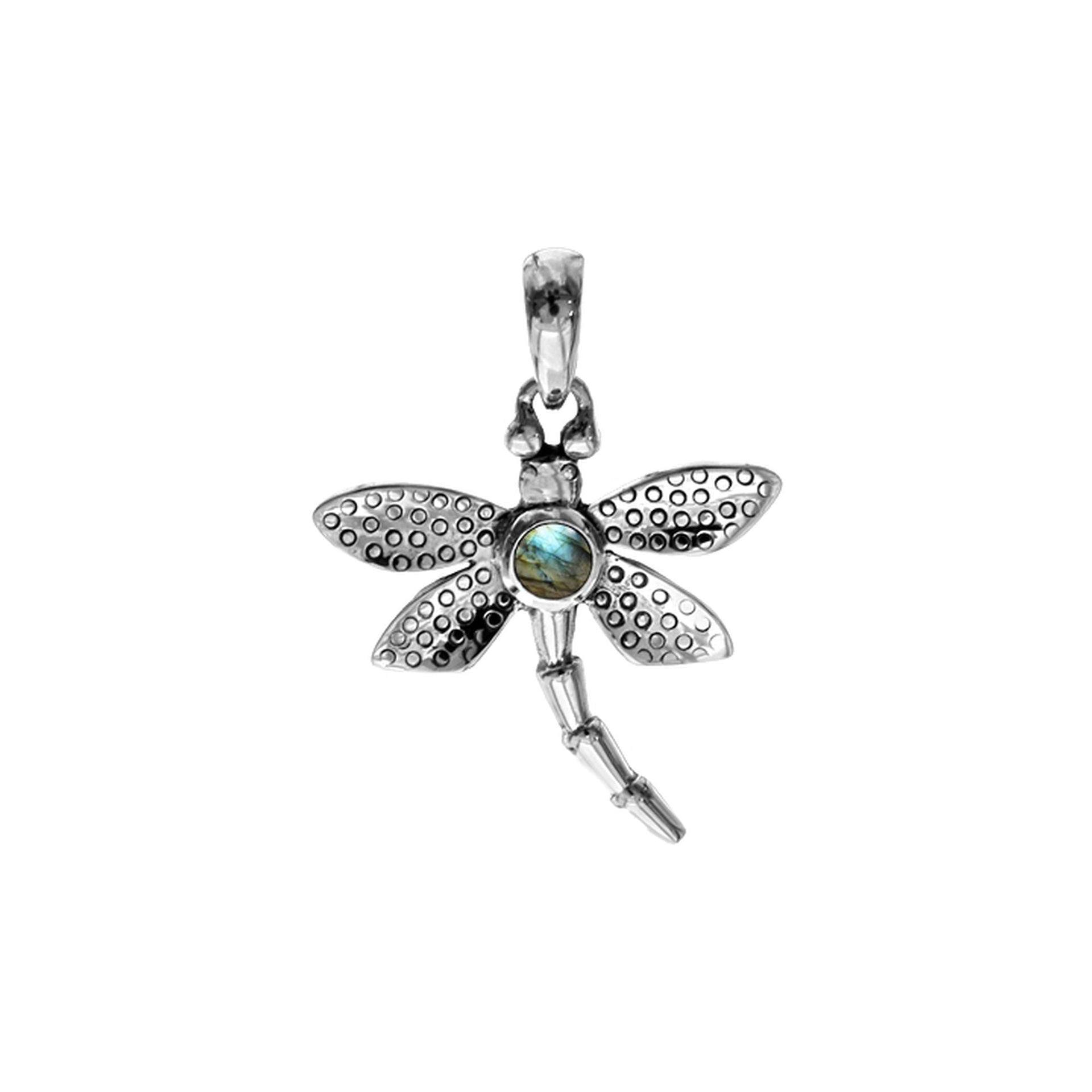 Lola small labradorite dragonfly pendant