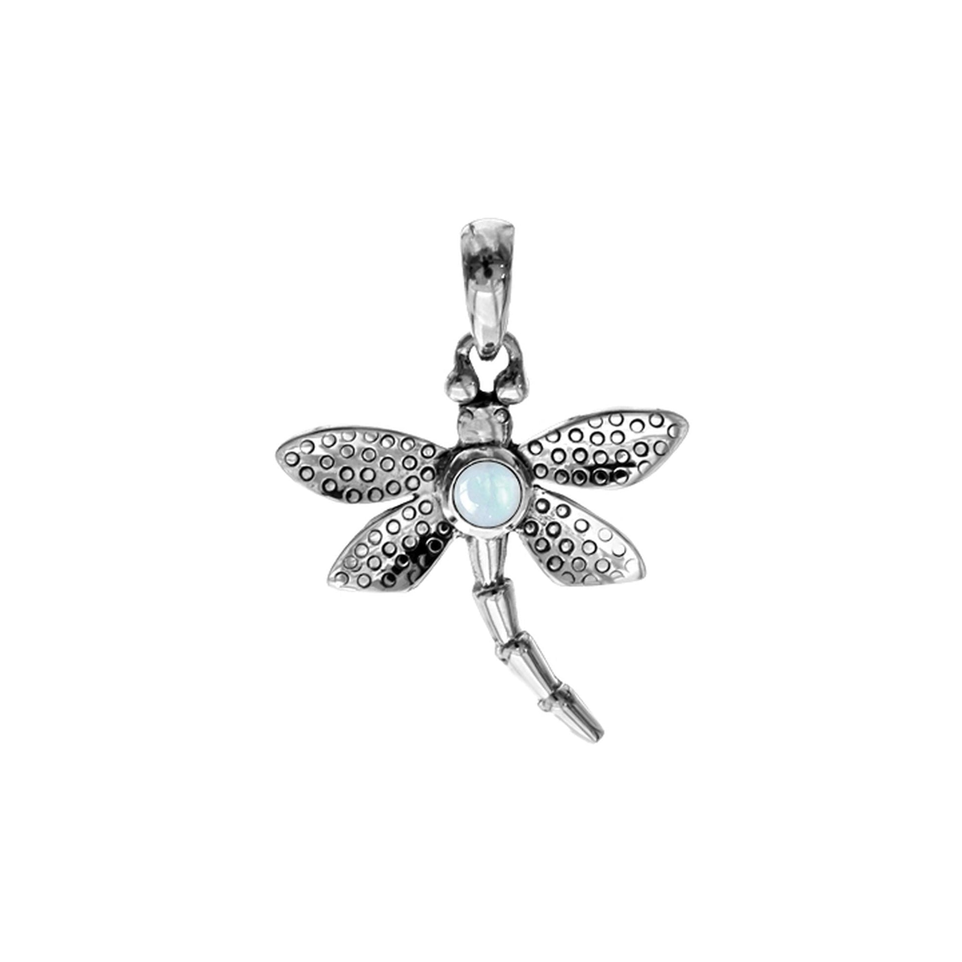 Lola small rainbow moonstone dragonfly pendant