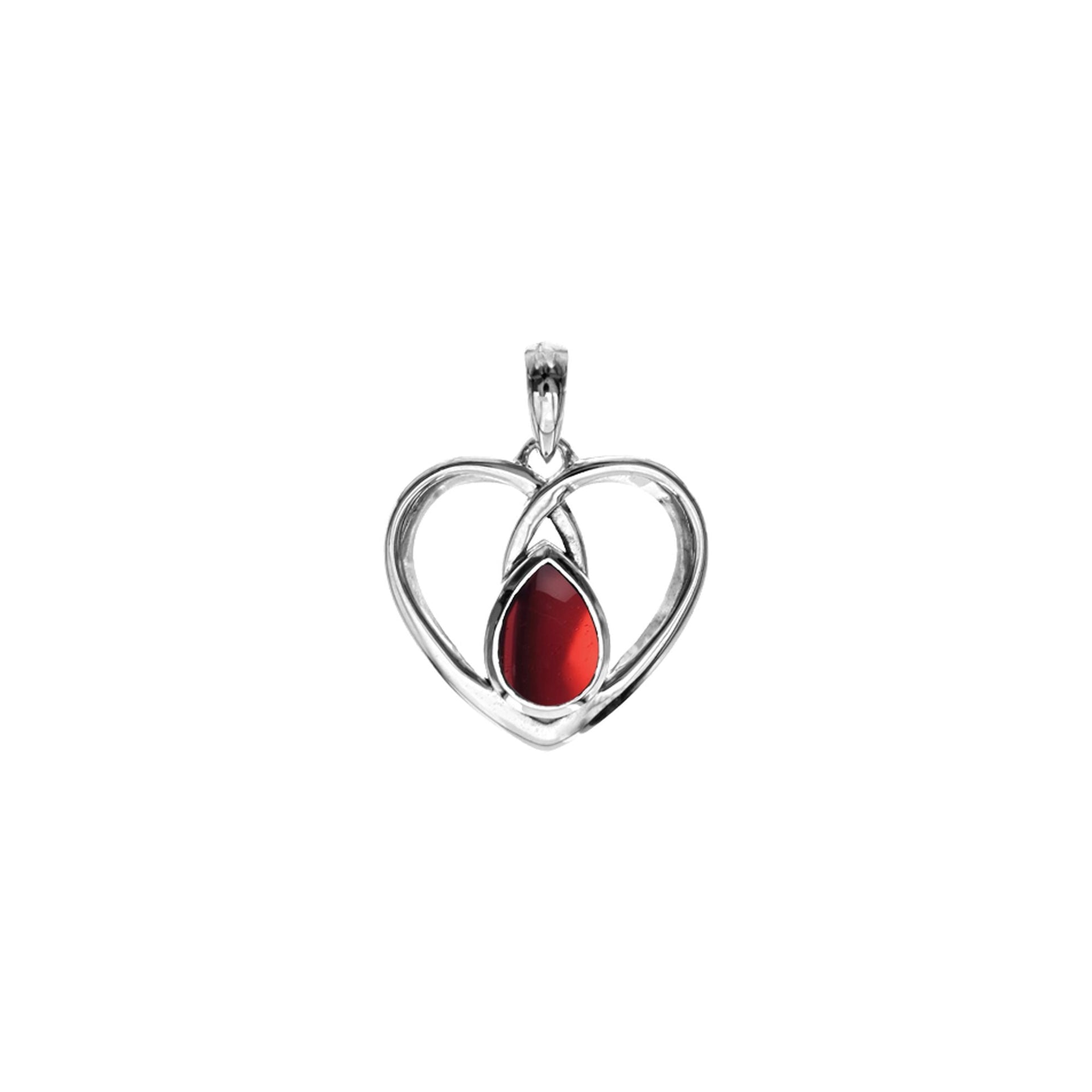 Amy teardrop garnet and wire heart pendant