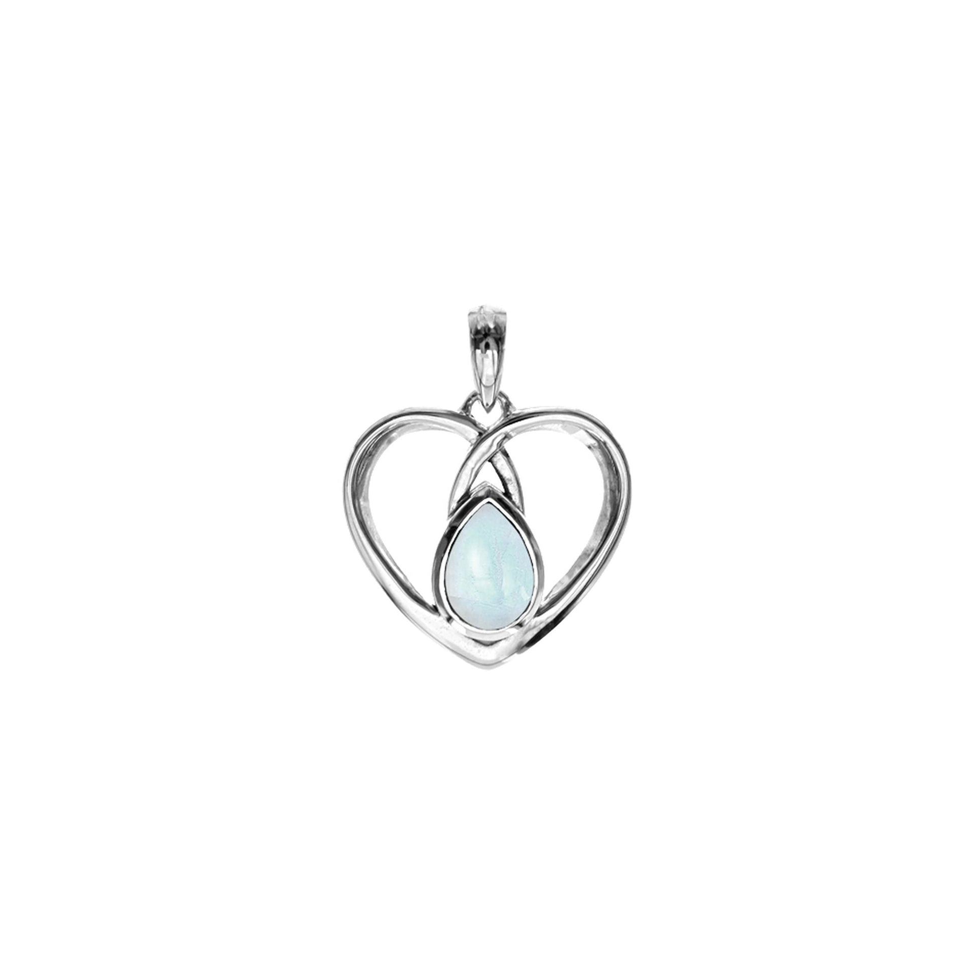 Amy teardrop rainbow moonstone and wire heart pendant