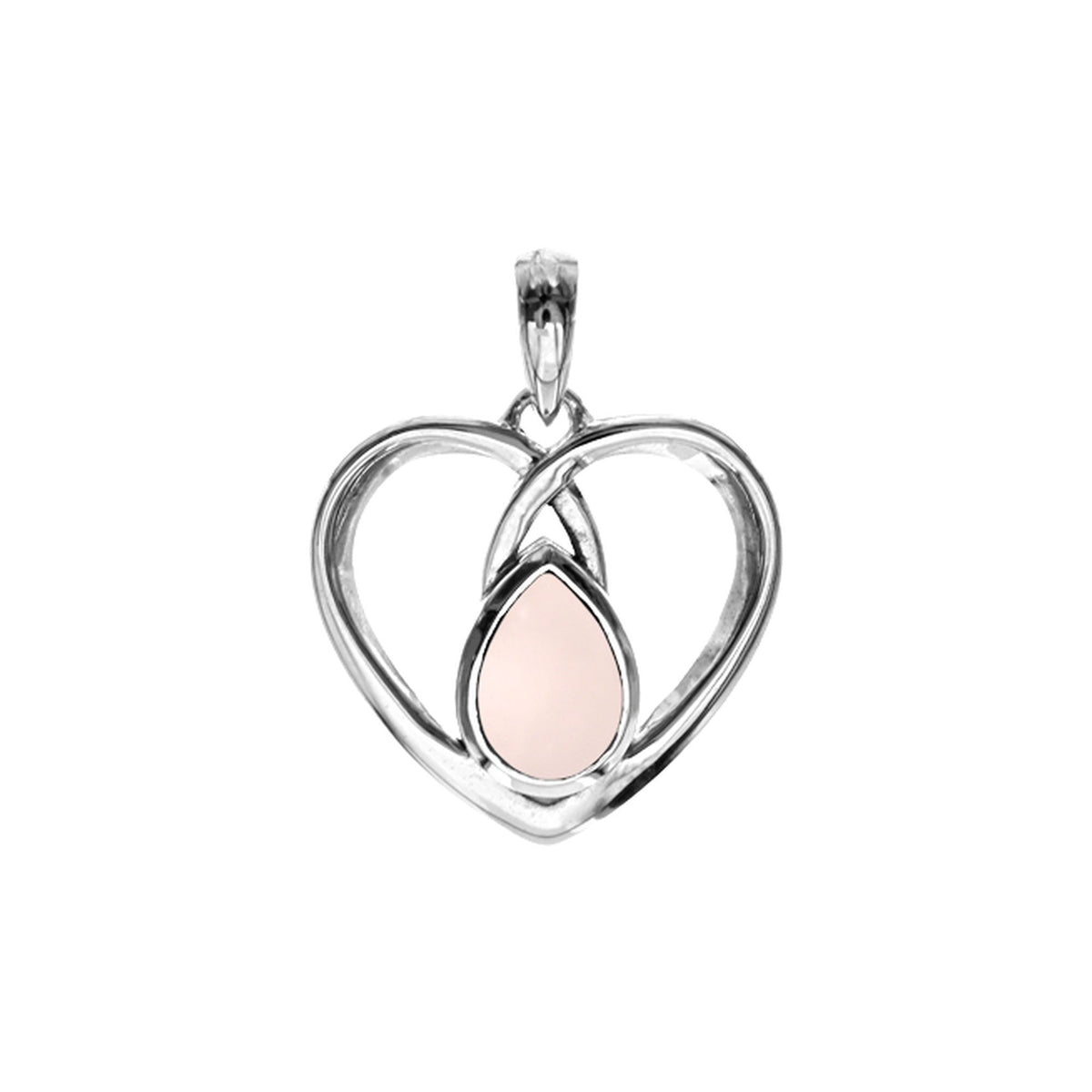 Amy teardrop rose quartz and wire heart pendant