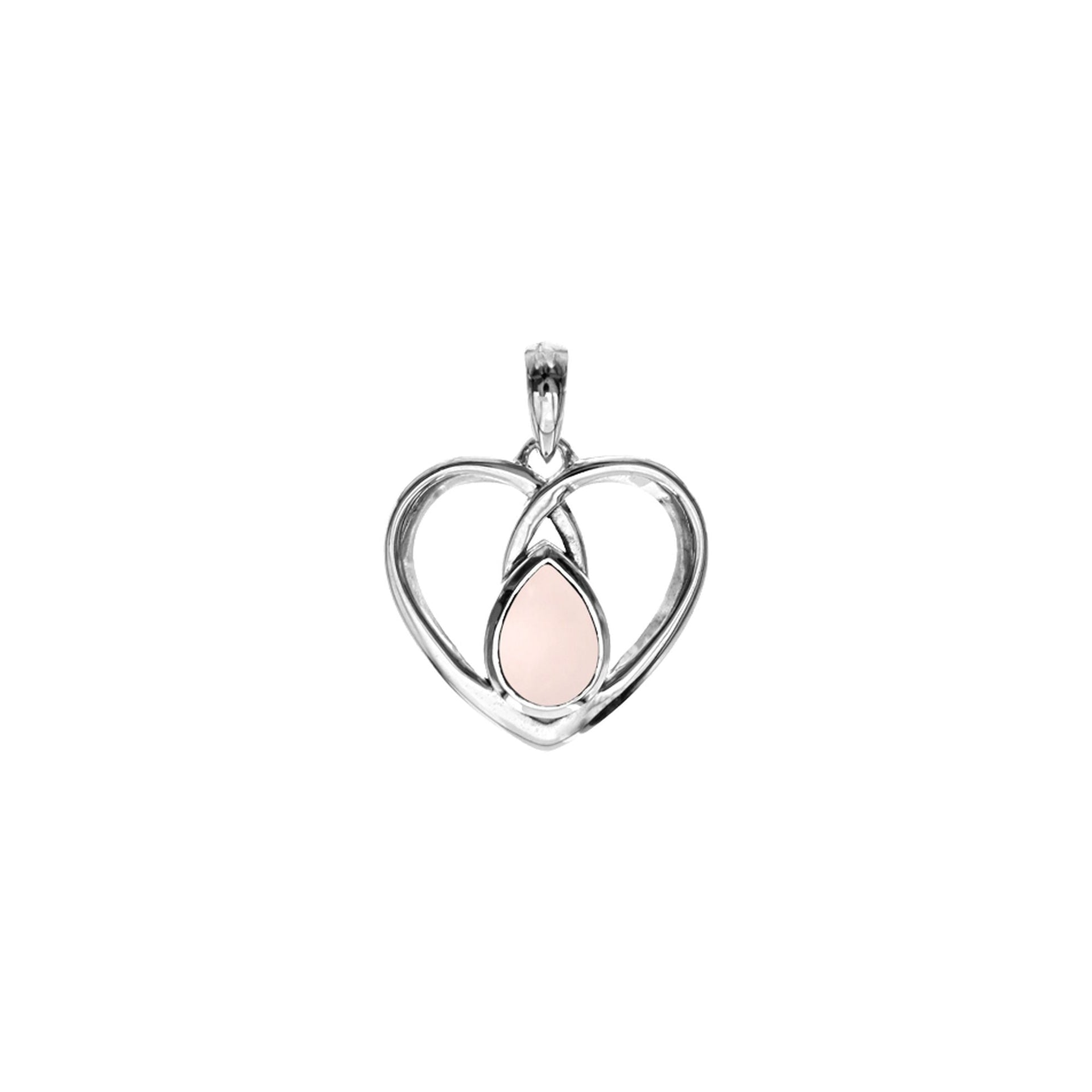 Amy teardrop rose quartz and wire heart pendant