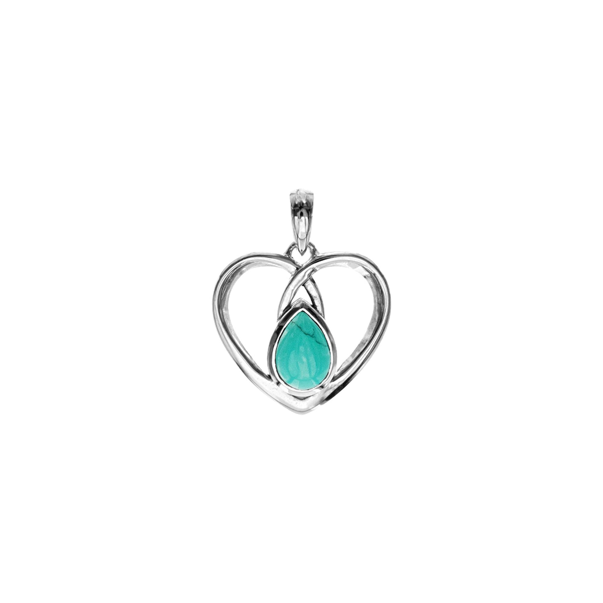 Amy teardrop turquoise and wire heart pendant