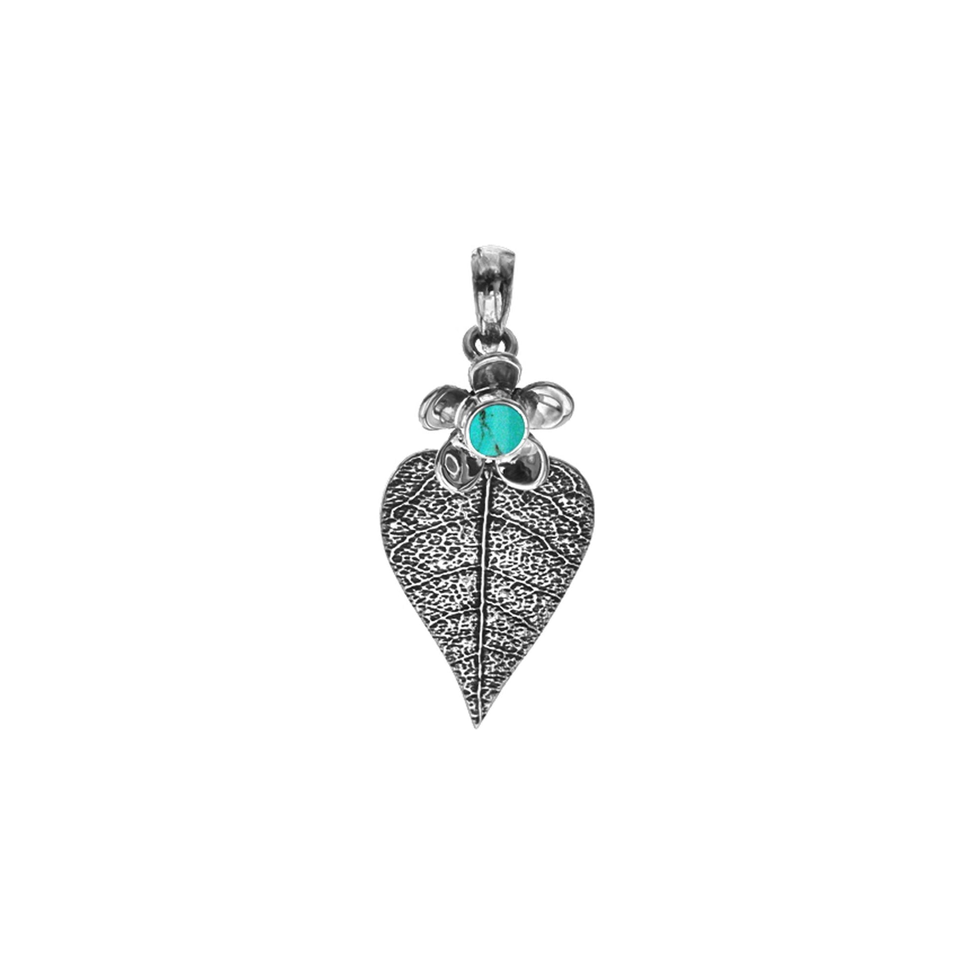 Catalina oxidised flower and leaf turquoise pendant