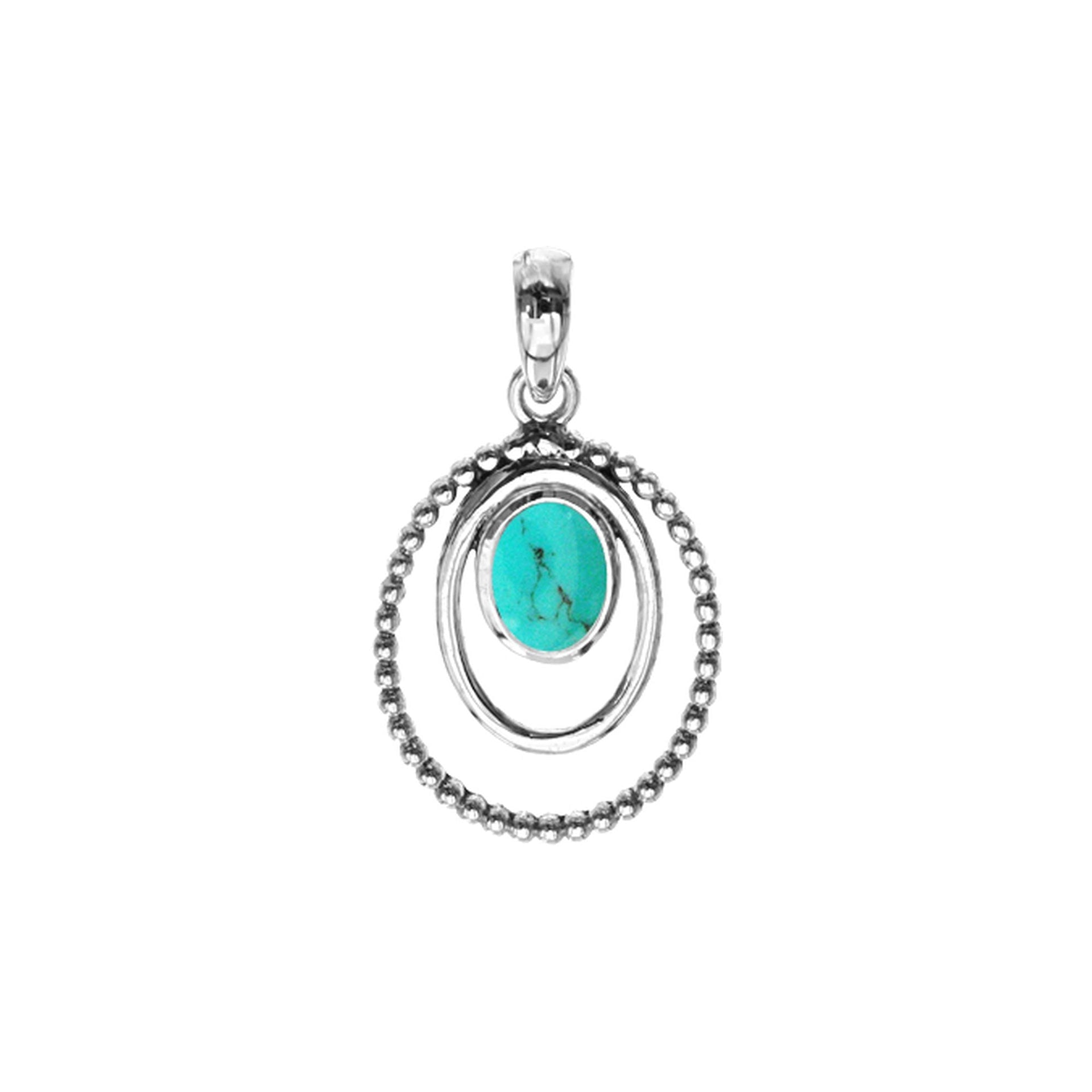 Lola double framed bobble turquoise pendant