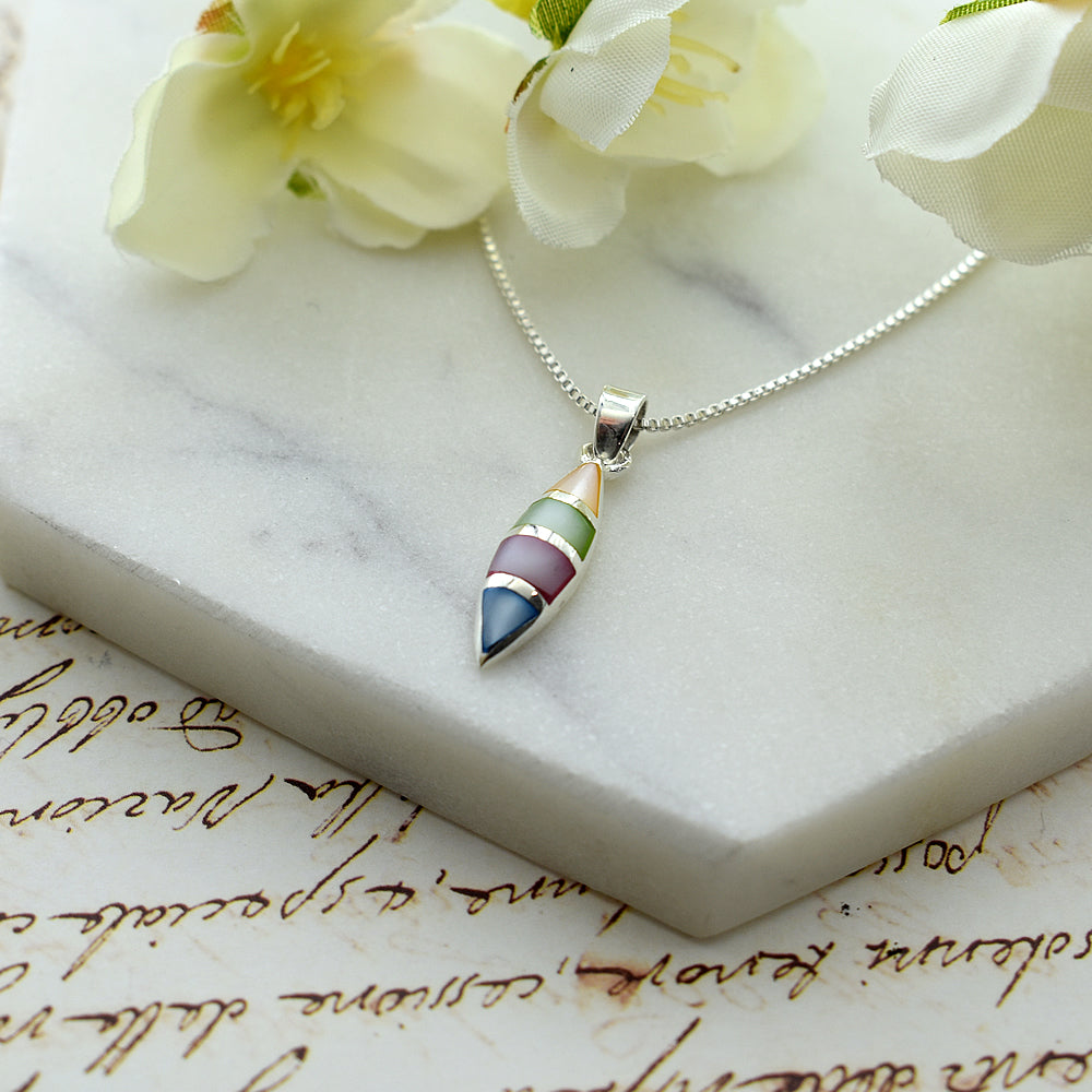 Bronwen striped marquis pendant