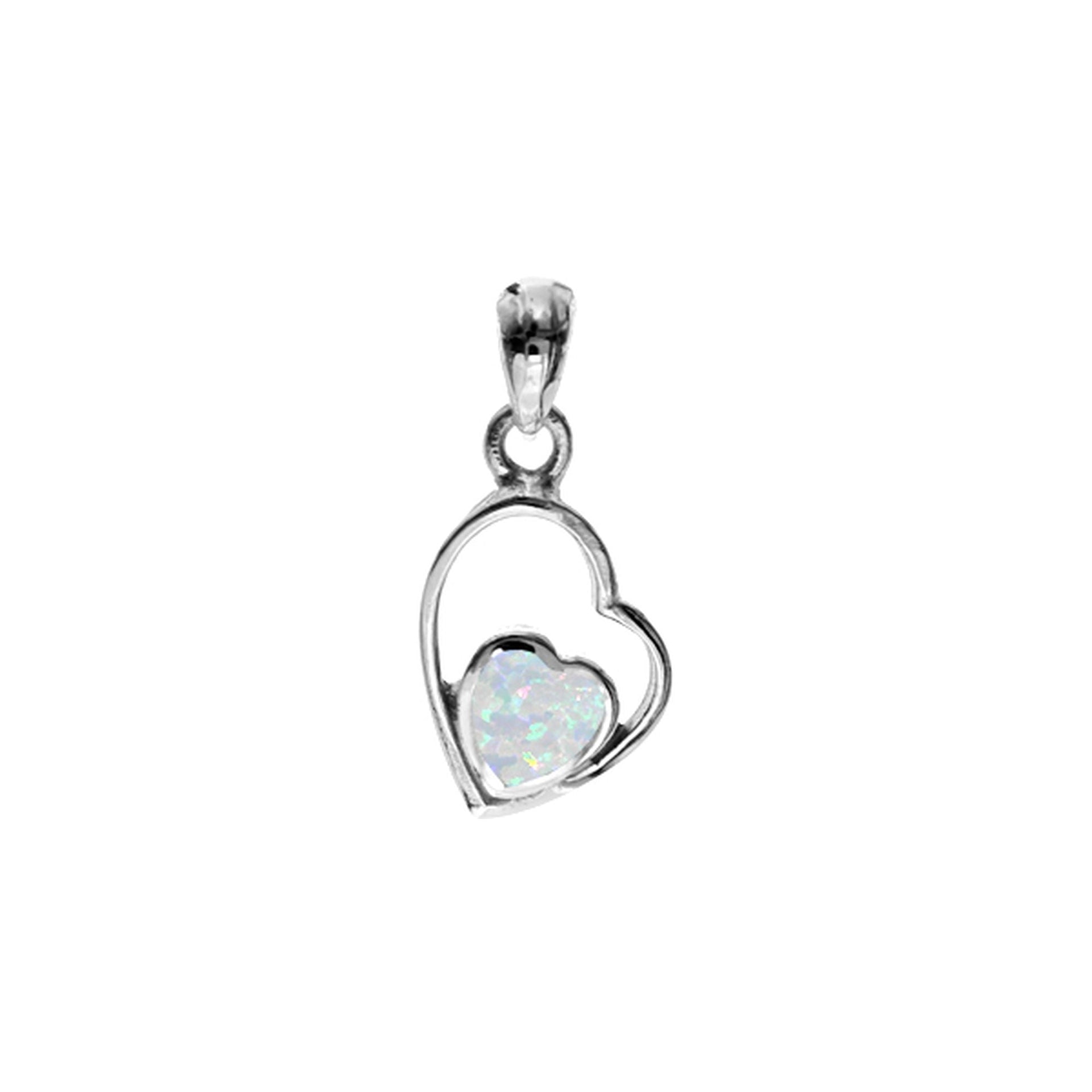 Antoinette white offset heart pendant