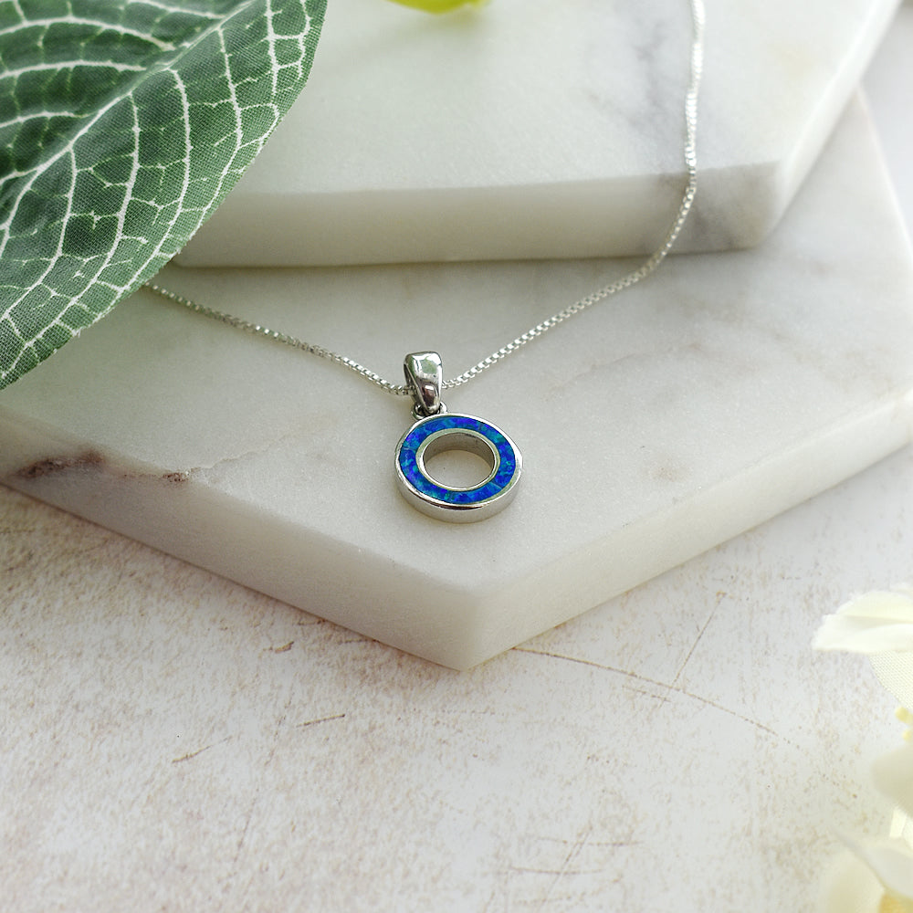 Diana blue inlaid open circle pendant