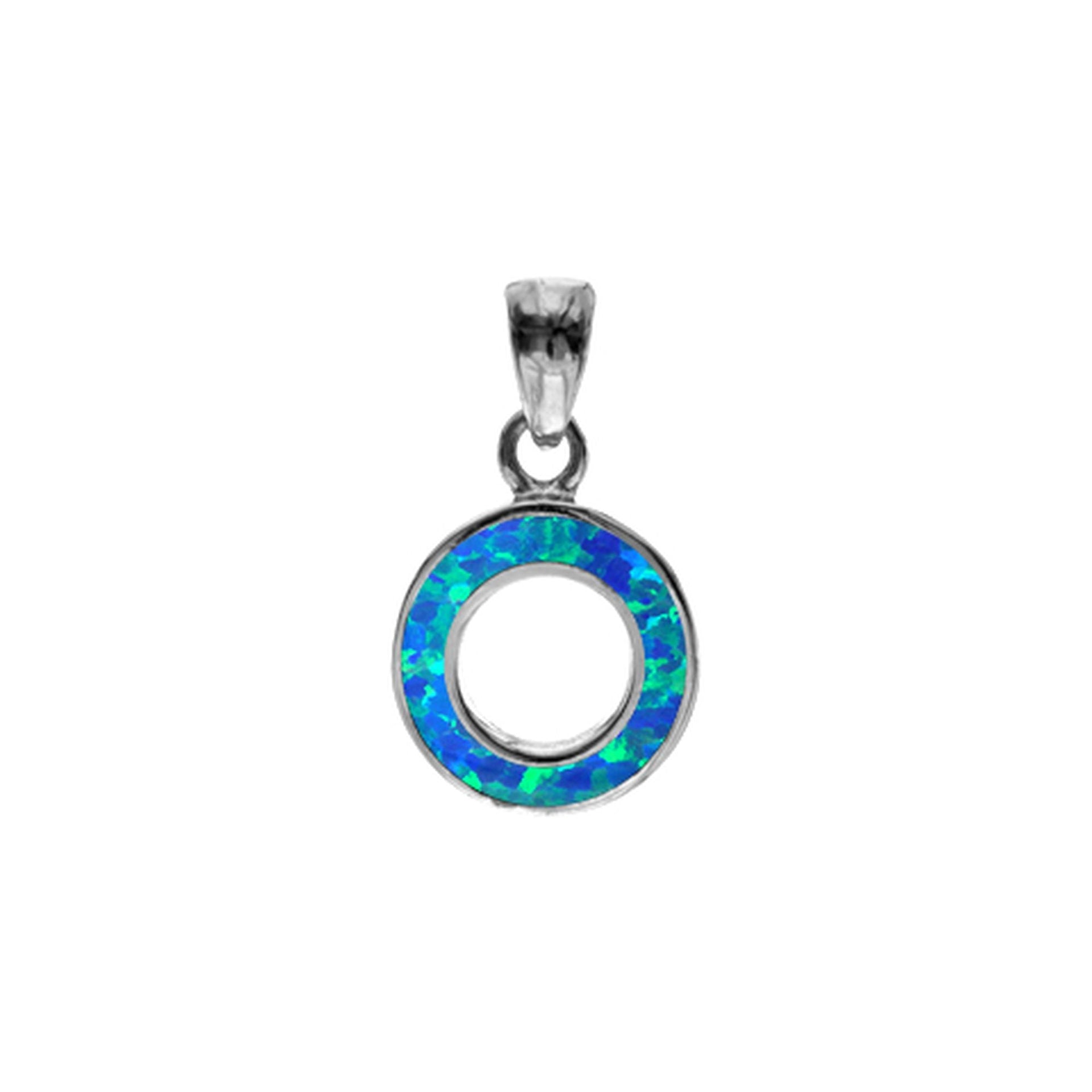 Diana blue inlaid open circle pendant