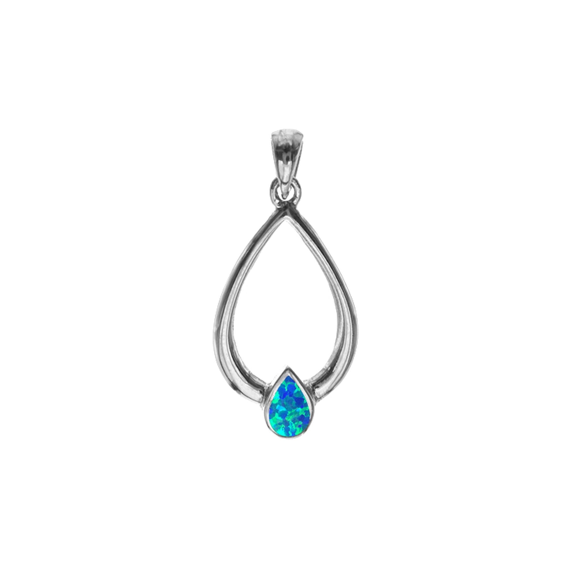 Antoinette open teardrop pendant with blue opalique