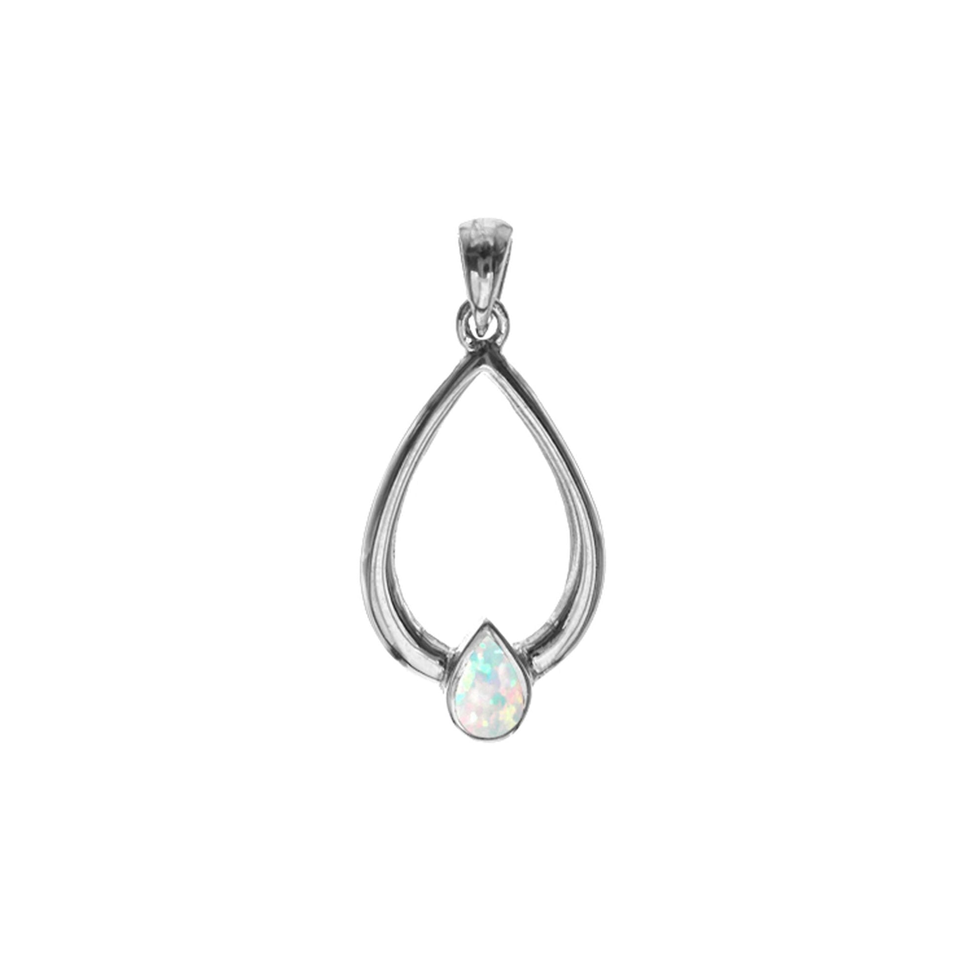 Antoinette open teardrop pendant with white opalique