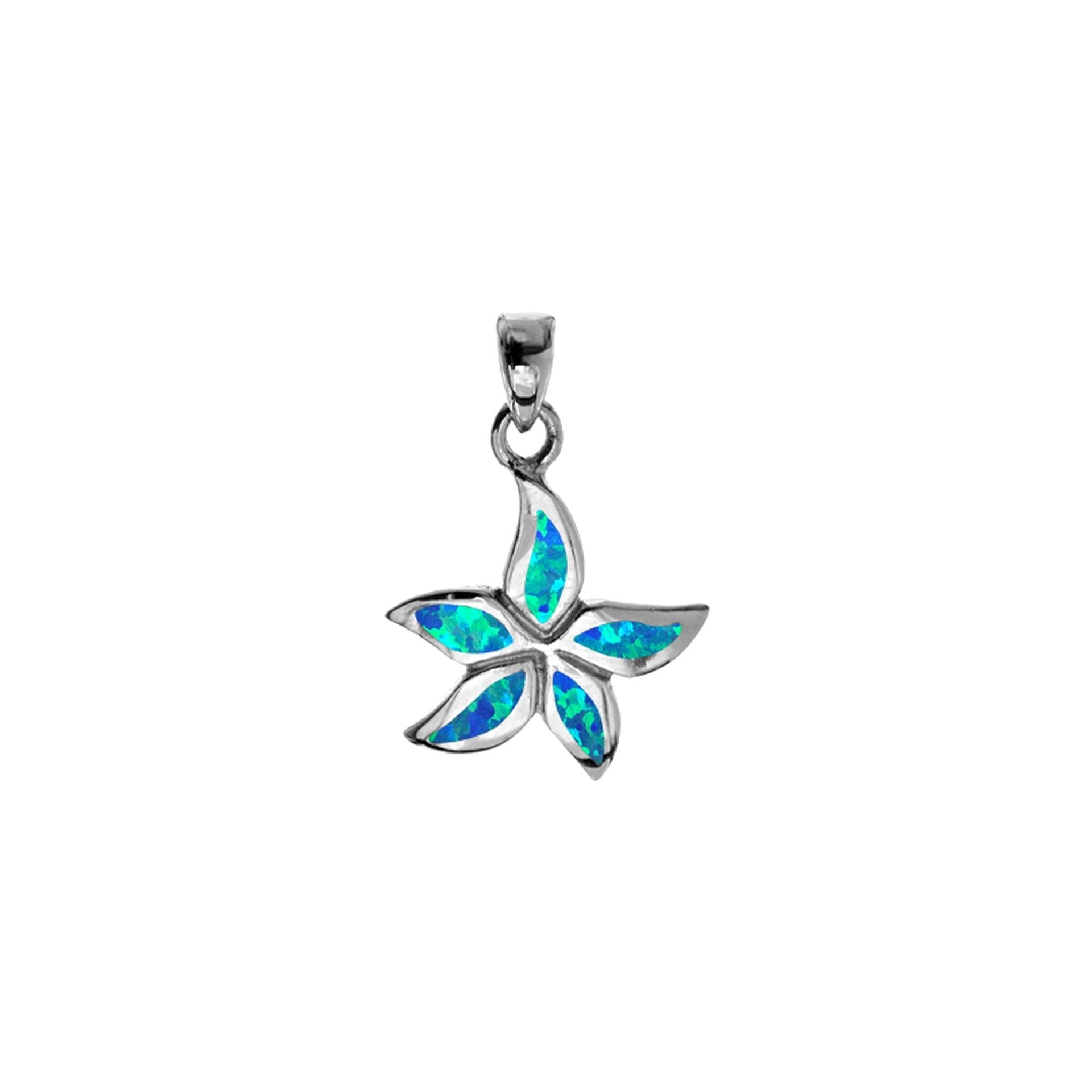 Emerie blue frangipani flower pendants