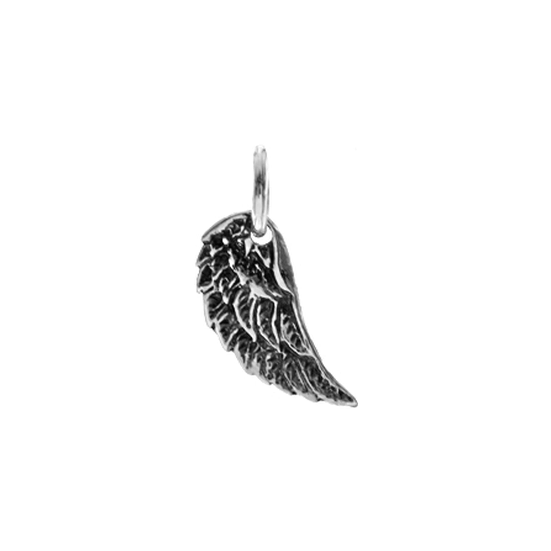 Smile oxidised angel wing pendant
