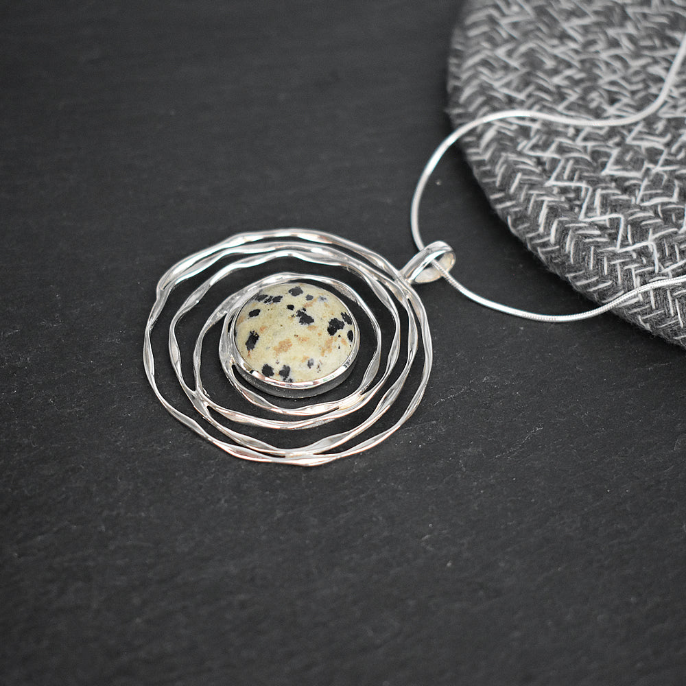 Lexi spider web with dalmatian jasper pendant