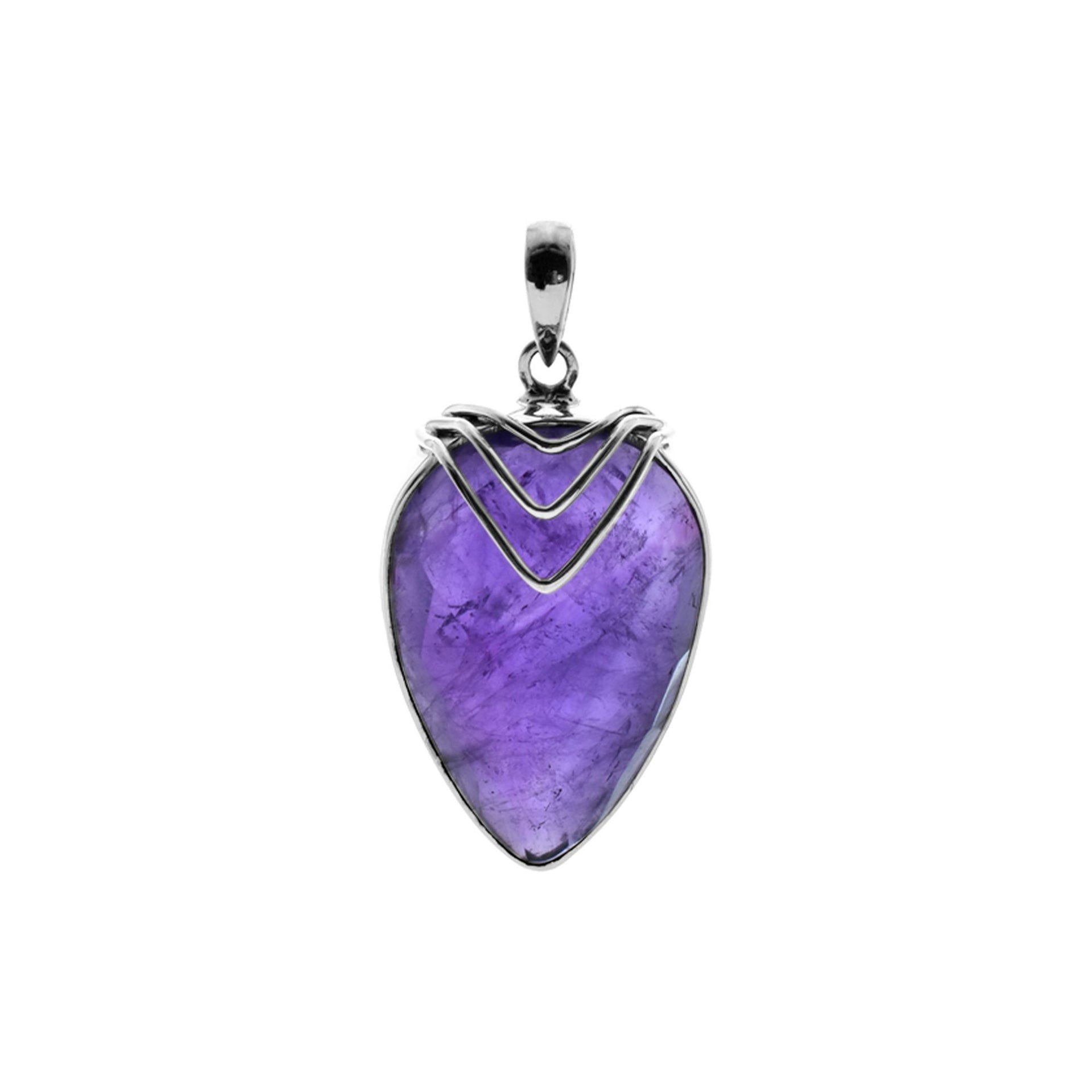 Viola large amethyst pendant with chevron overlay