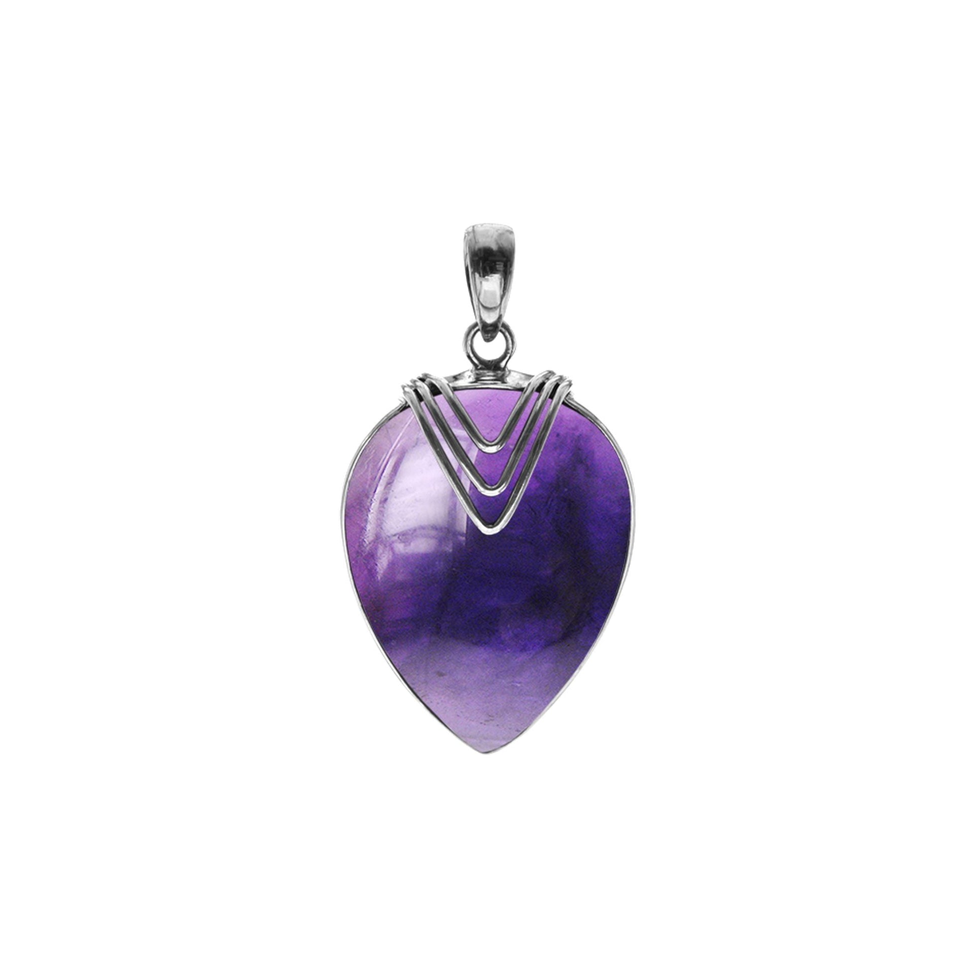 Viola large amethyst pendant with chevron overlay