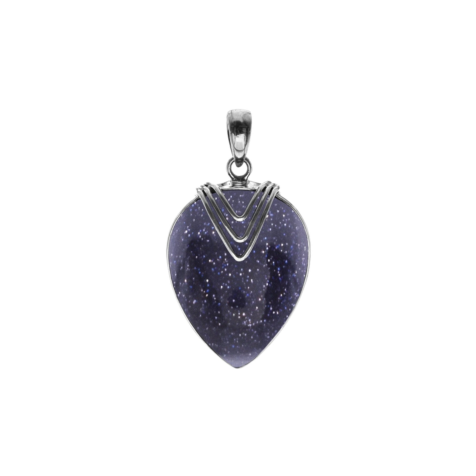 Viola blue goldstone pendant with chevron overlay