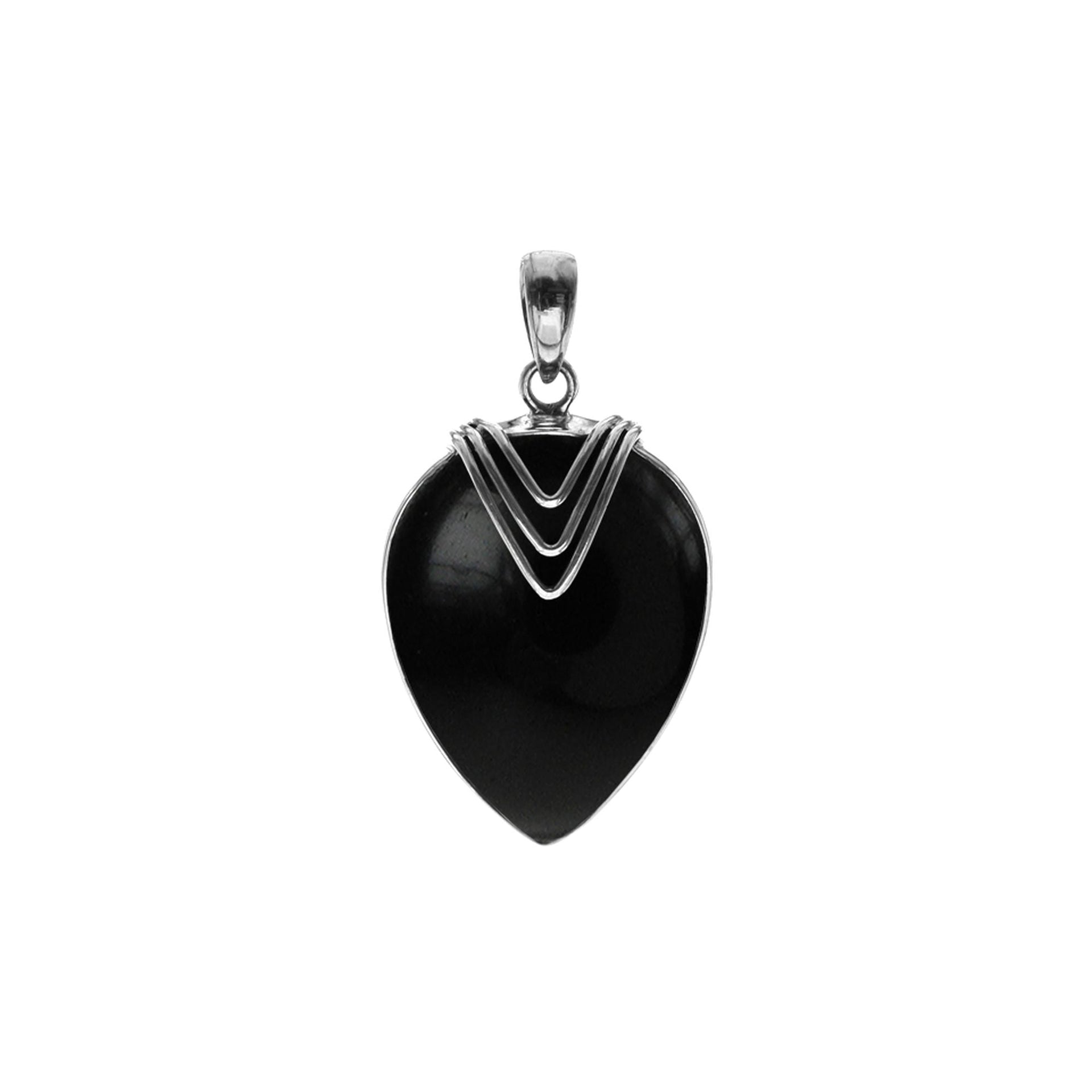 Viola black onyx pendant with chevron overlay
