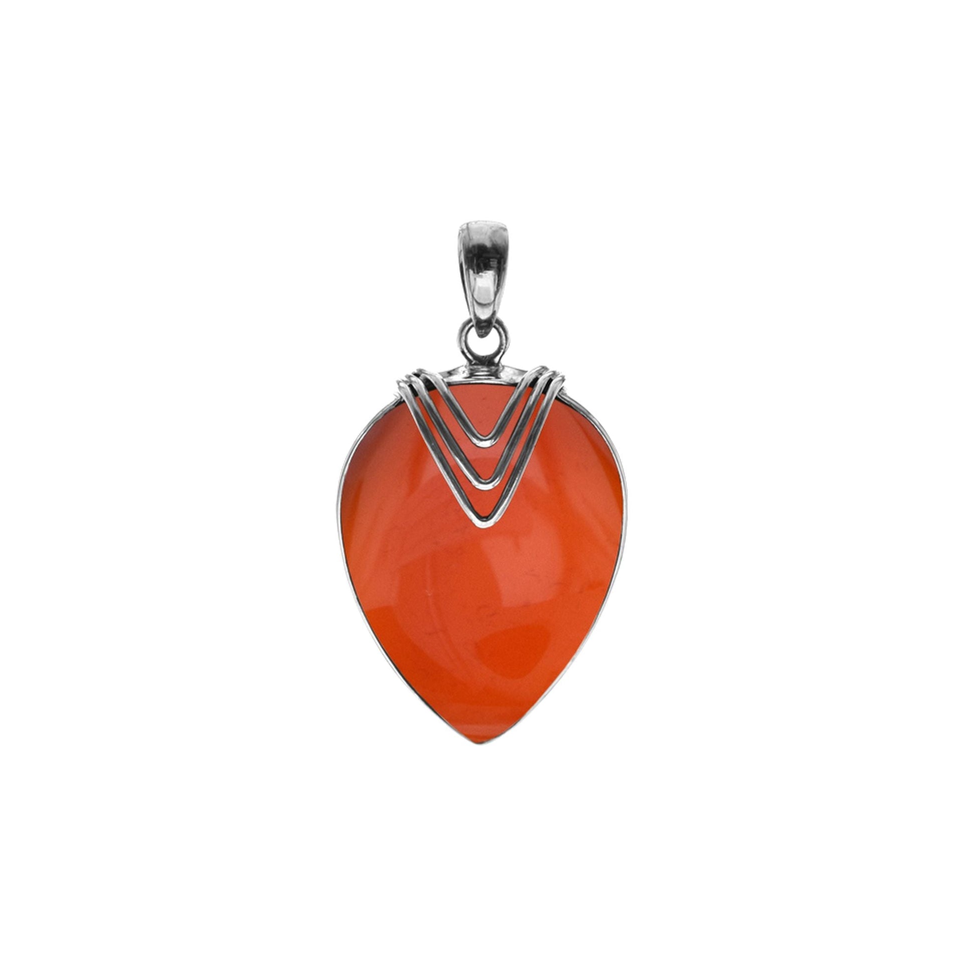 Viola carnelian teardrop pendant with chevron overlay