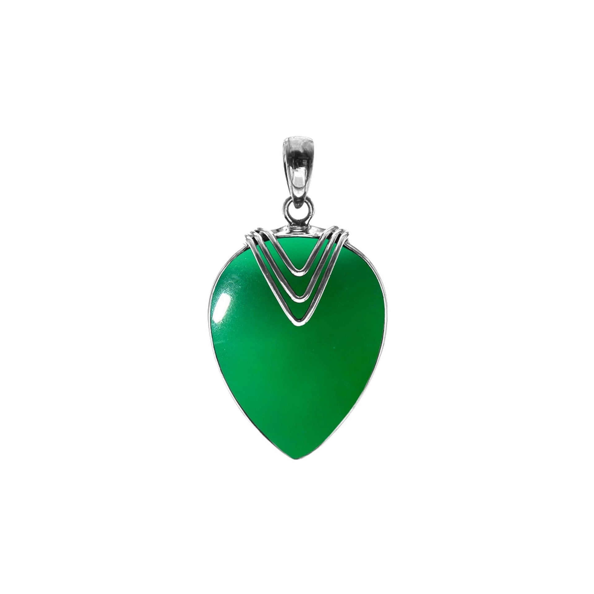 Viola green agate pendant with chevron overlay