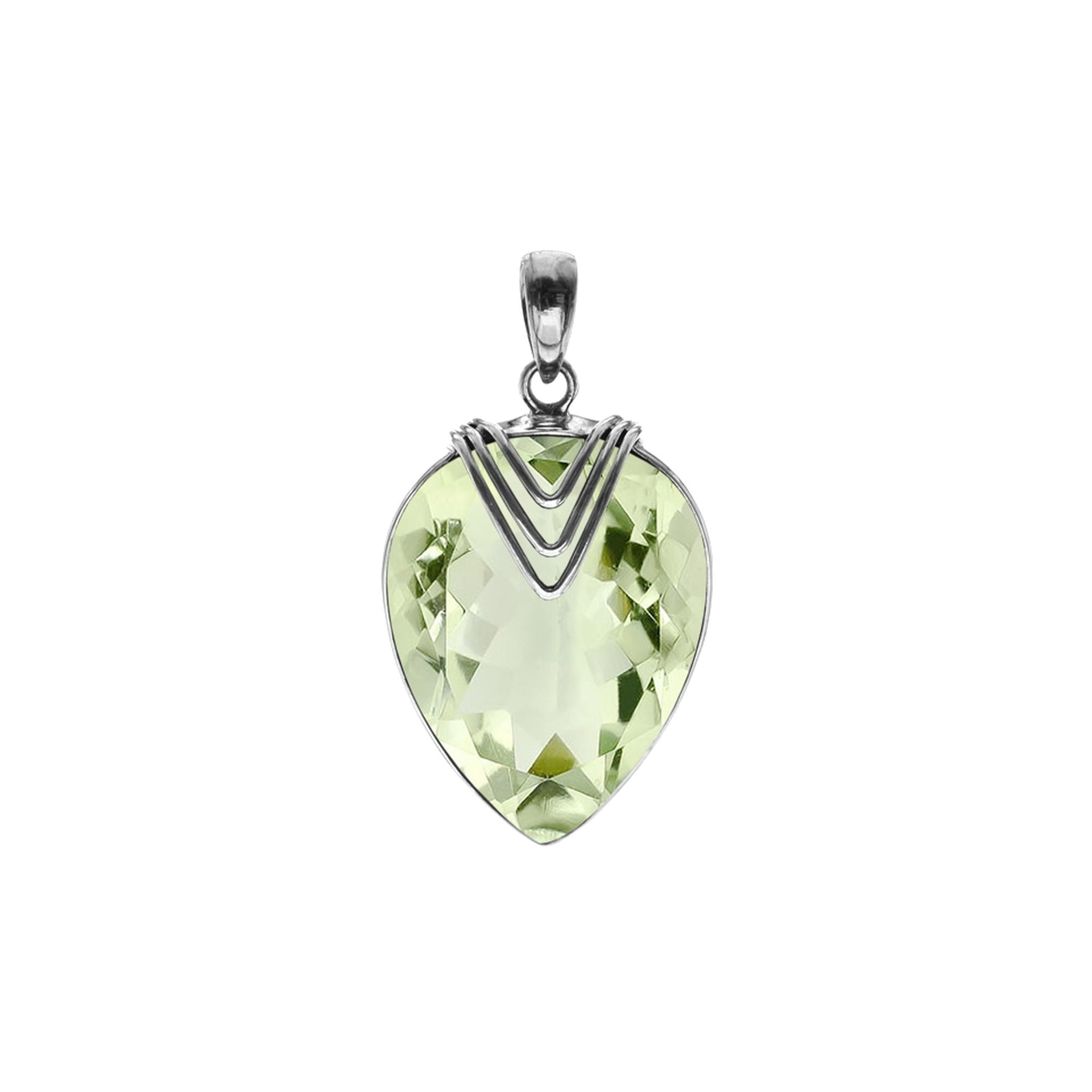Viola green amethyst pendant with chevron overlay (medium)