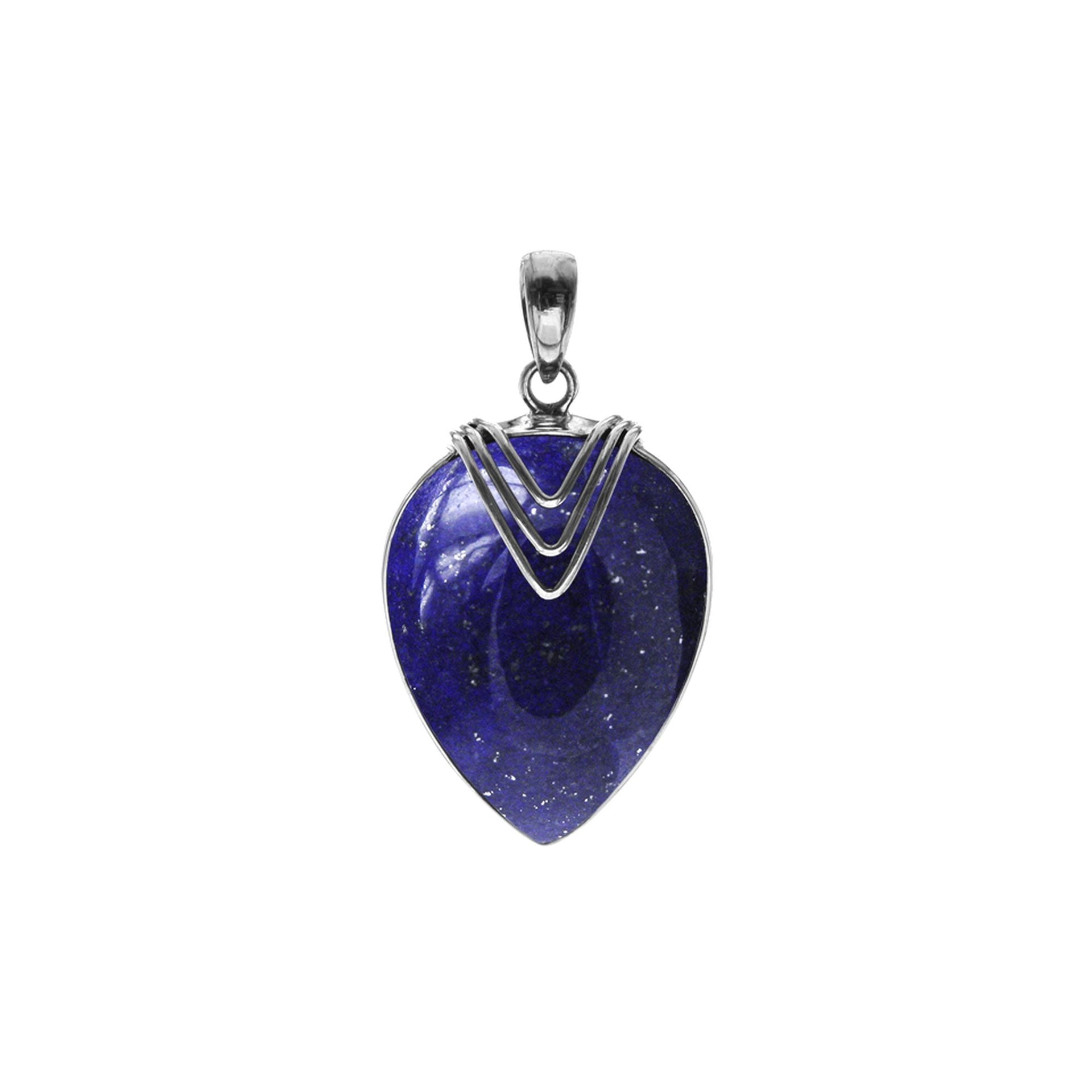Viola lapis lazuli pendant with chevron overlay