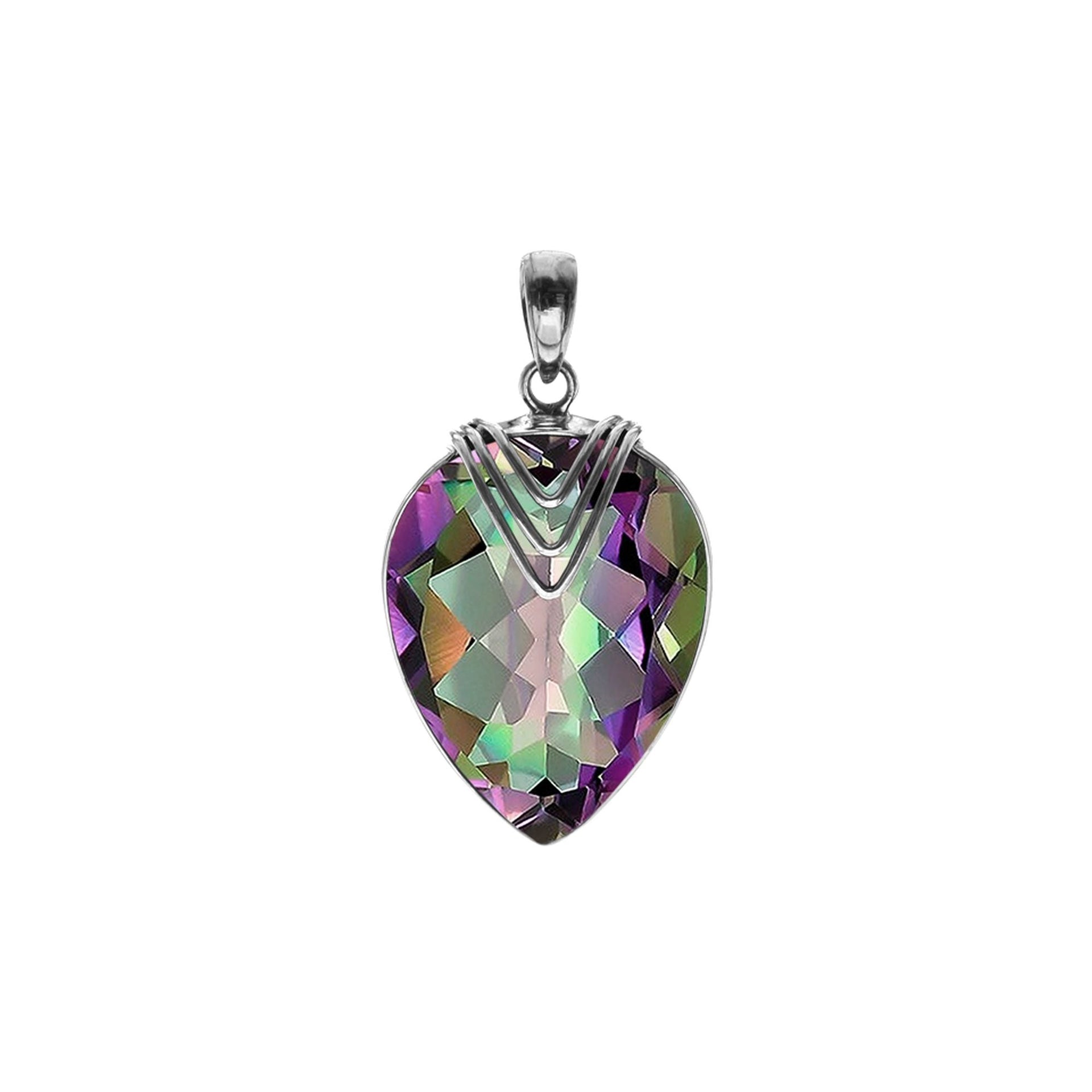 Viola mystic topaz pendant with chevron overlay