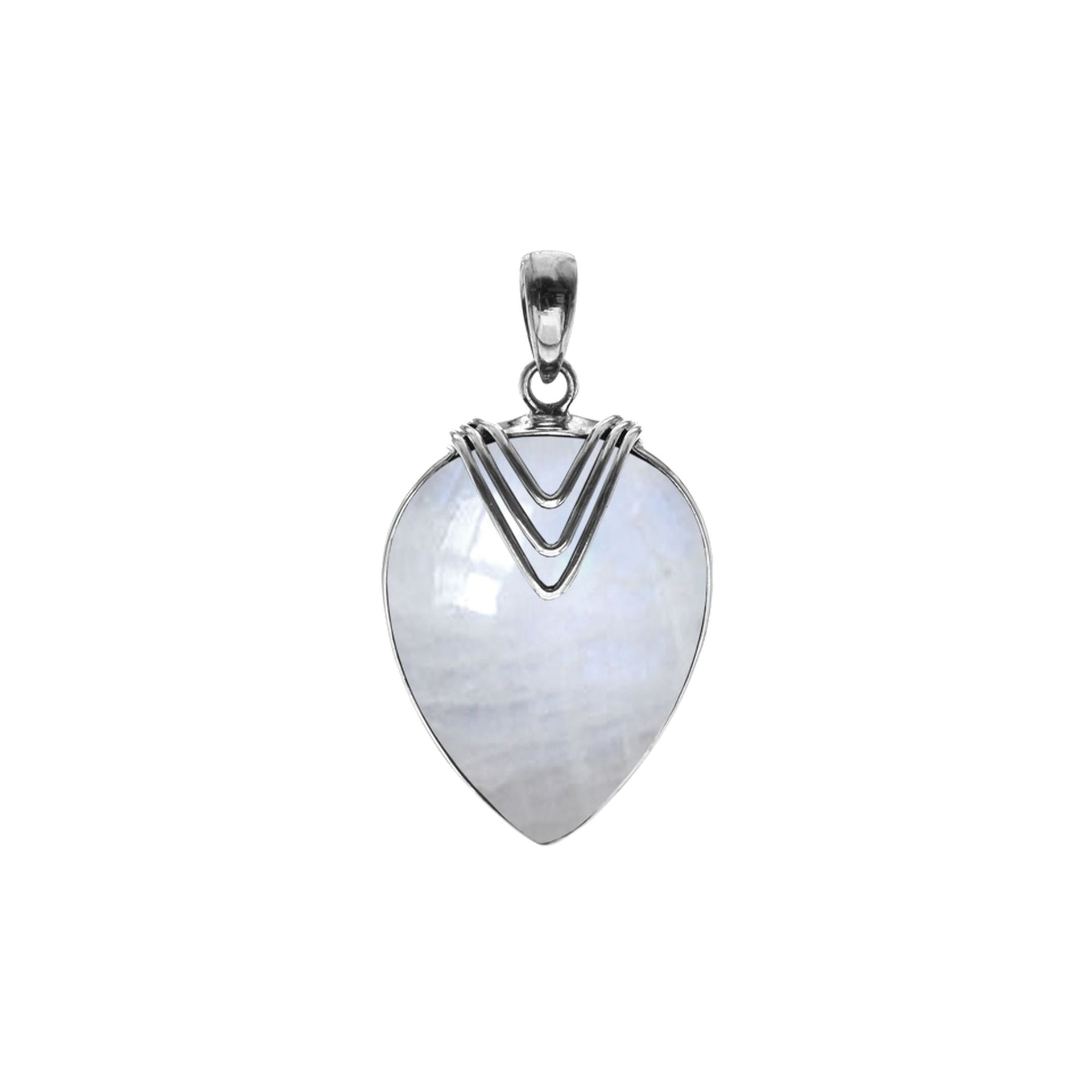 Viola rainbow moonstone pendant with chevron overlay