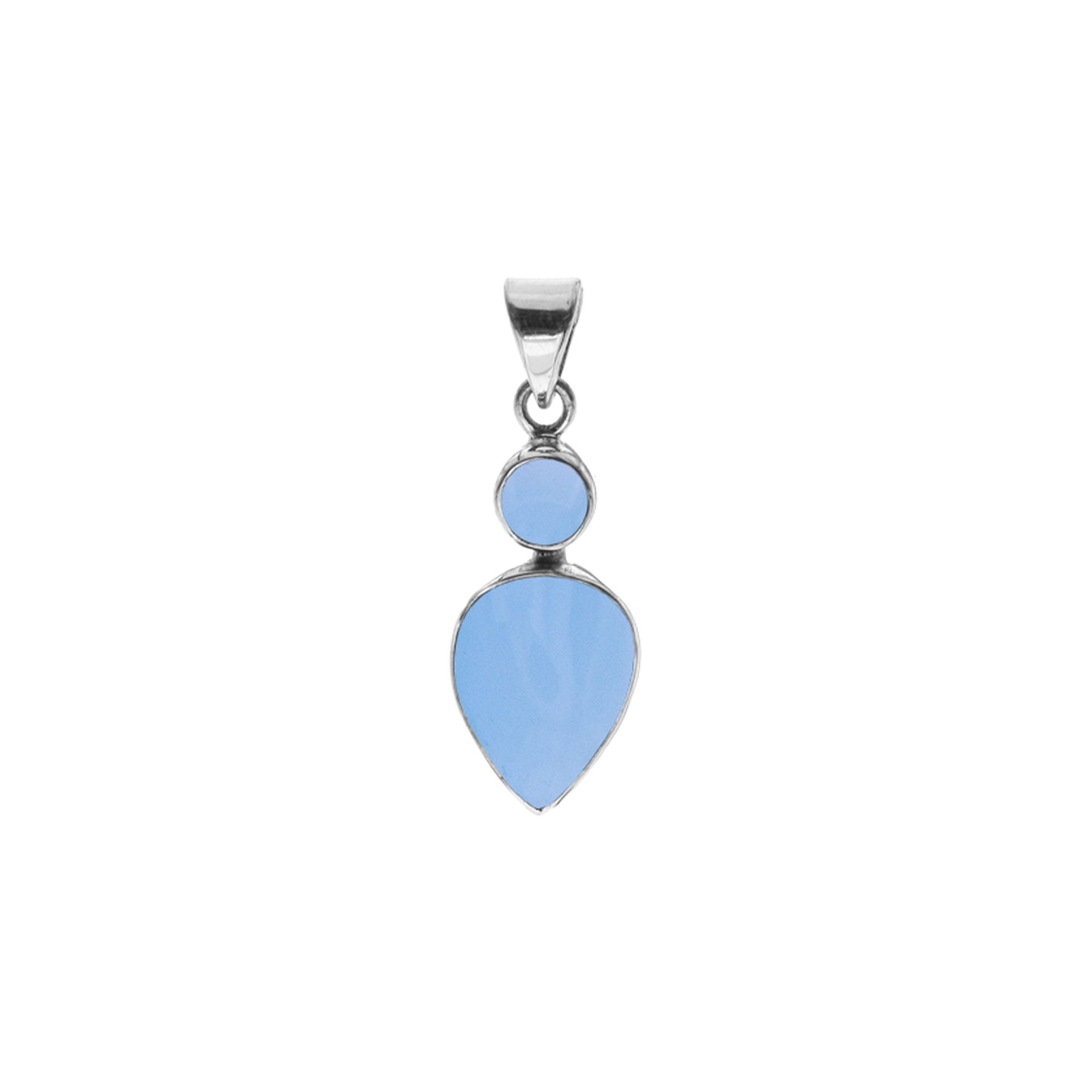 Samira two stone blue chalcedony pendant
