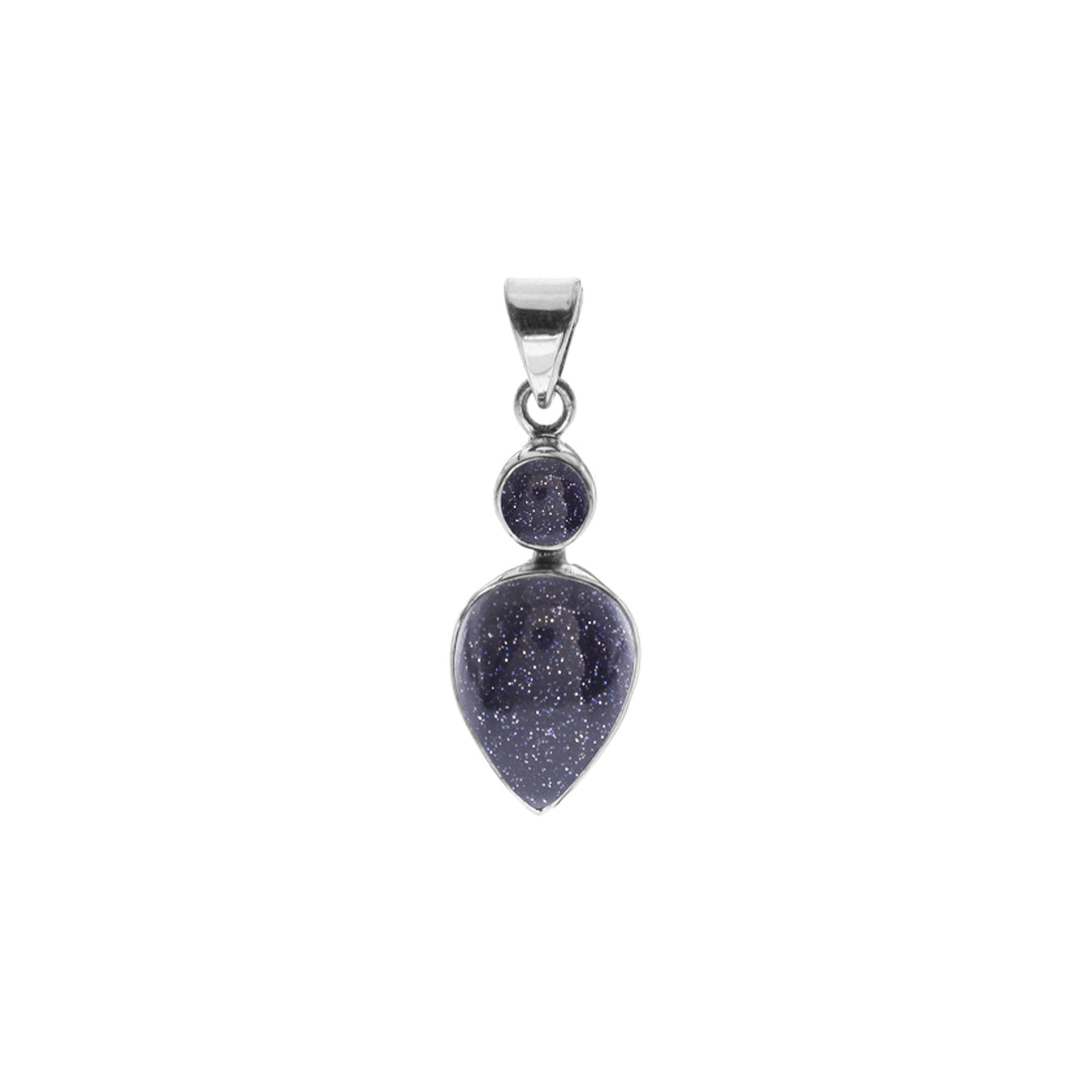 Samira two stone blue goldstone pendant
