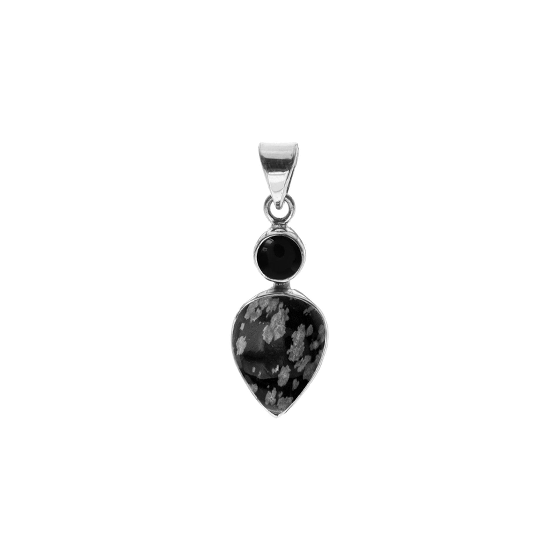 Samira two stone snowflake obsidian & black onyx pendant