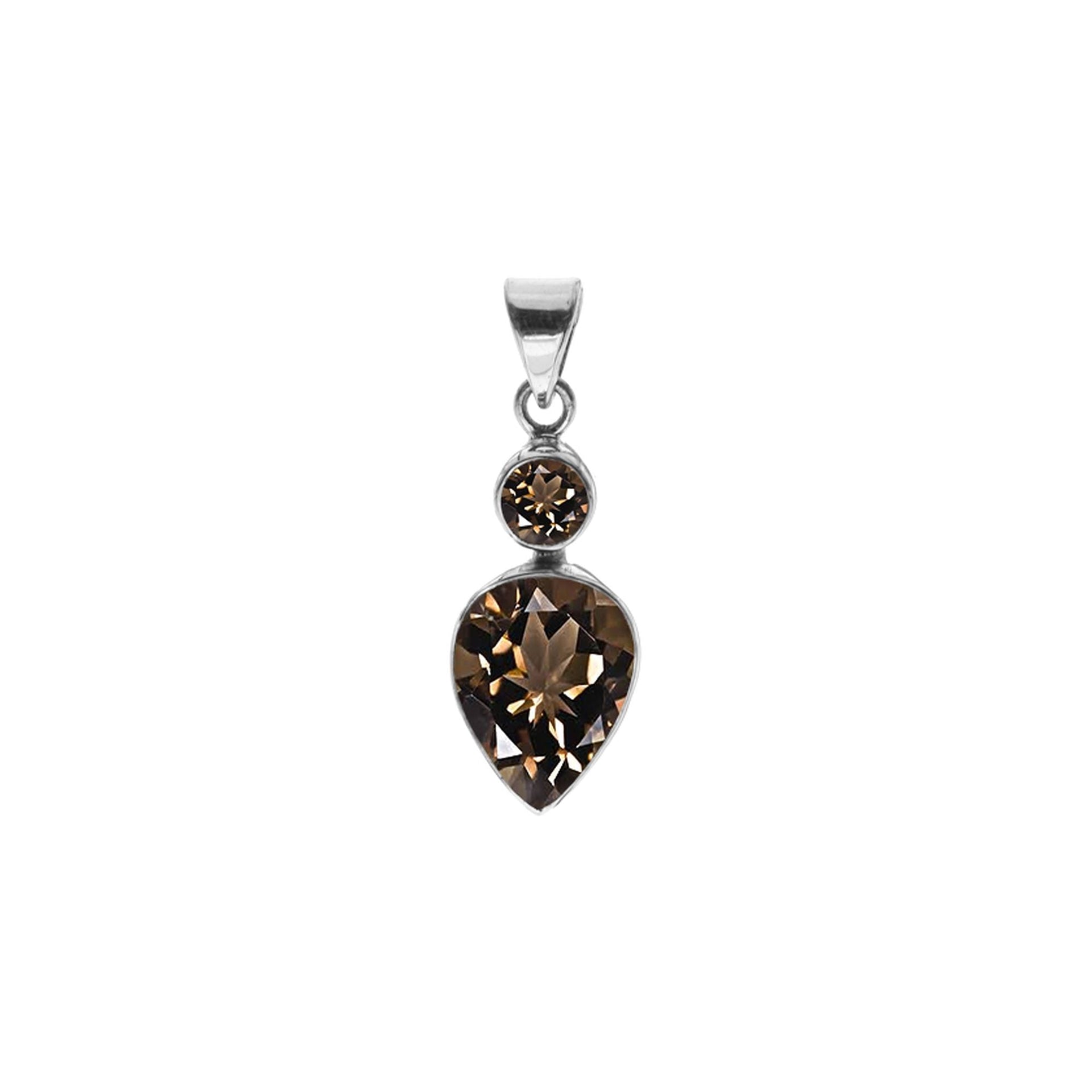 Samira two stone smokey quartz pendant