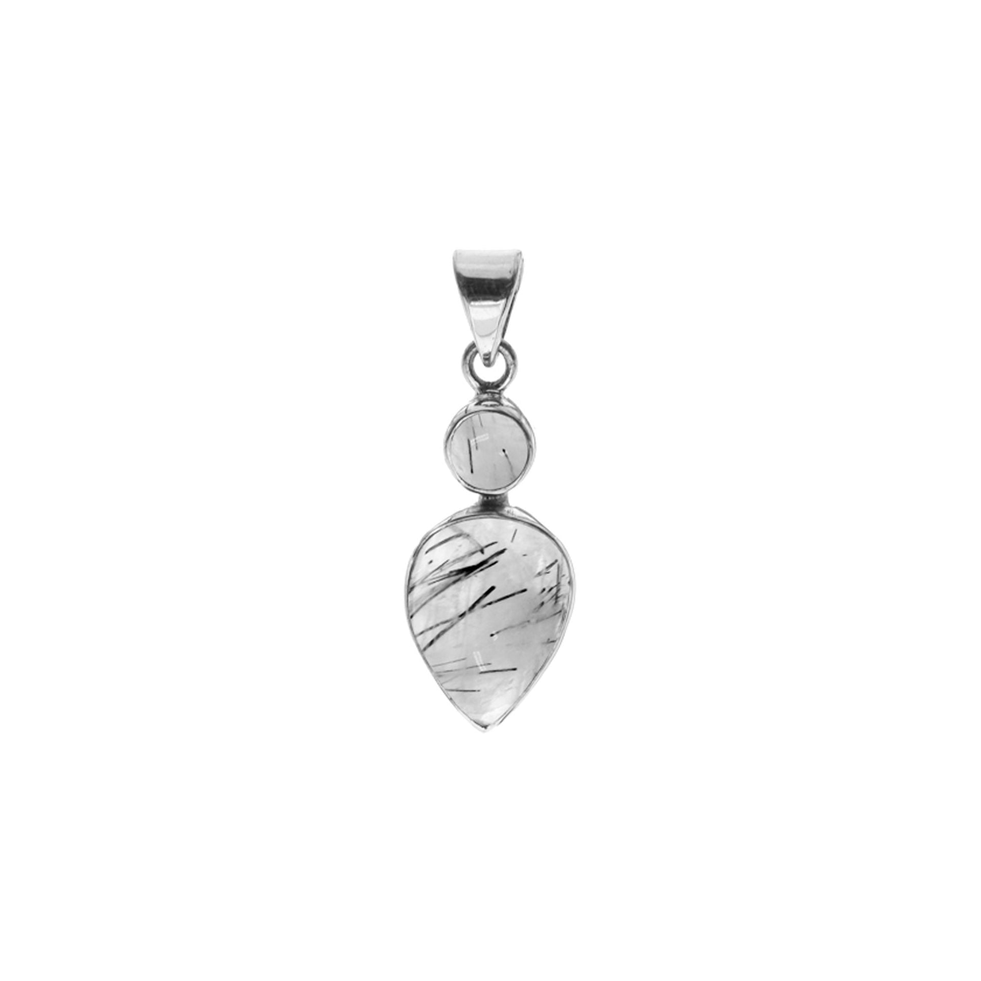 Samira two stone tourmalated quartz pendant