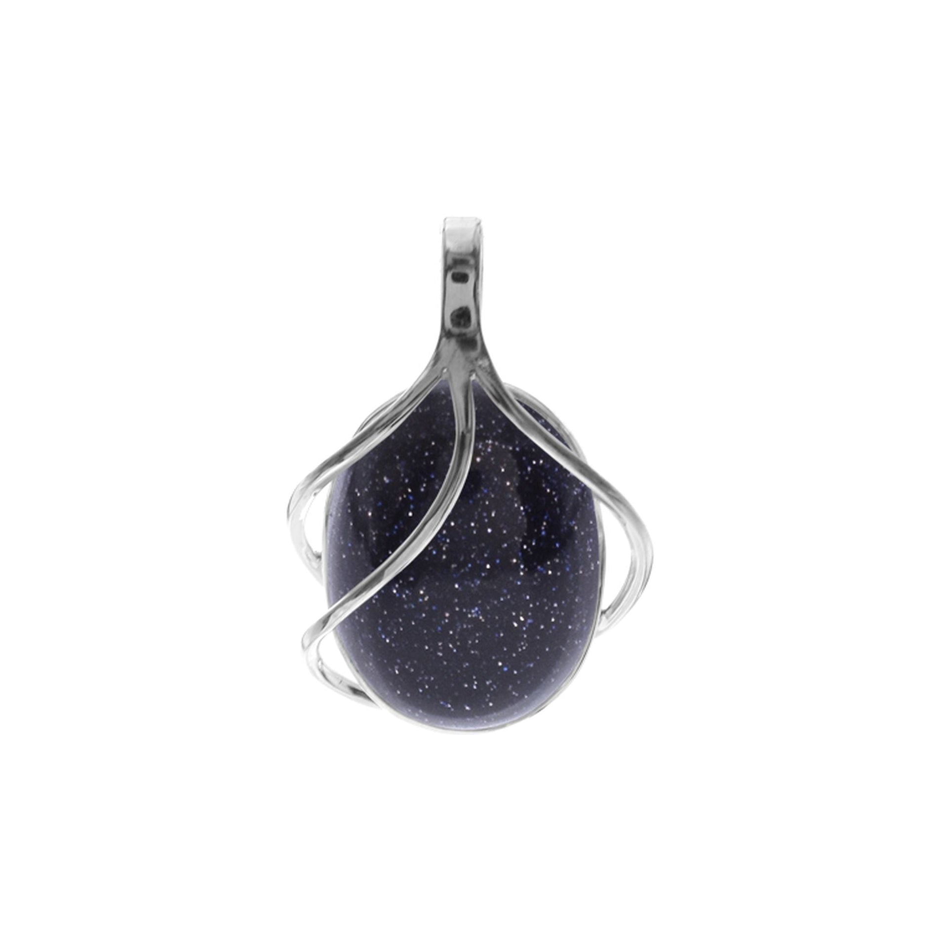 Viola blue goldstone triple overlay pendant