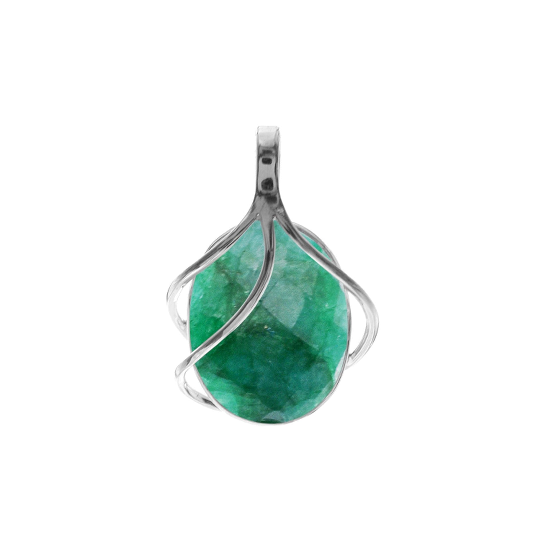 Viola emerald quartz triple overlay pendant