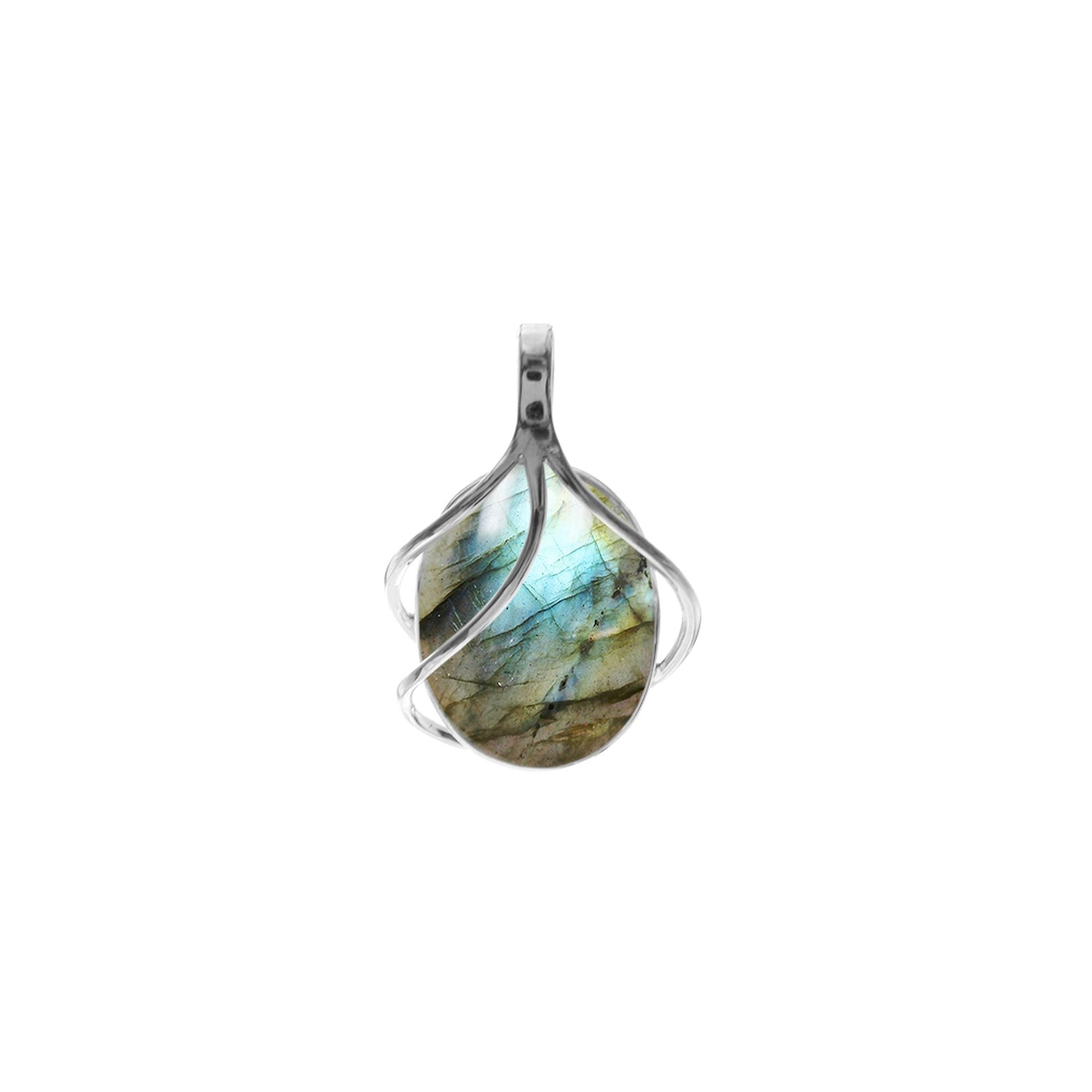 Viola labradorite triple overlay pendant
