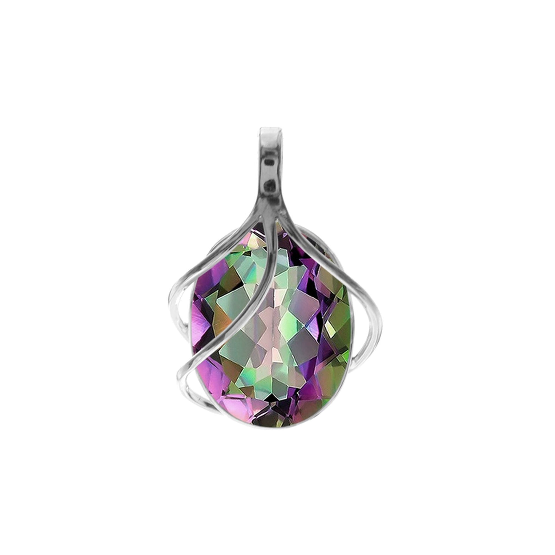 Viola mystic topaz triple overlay pendant