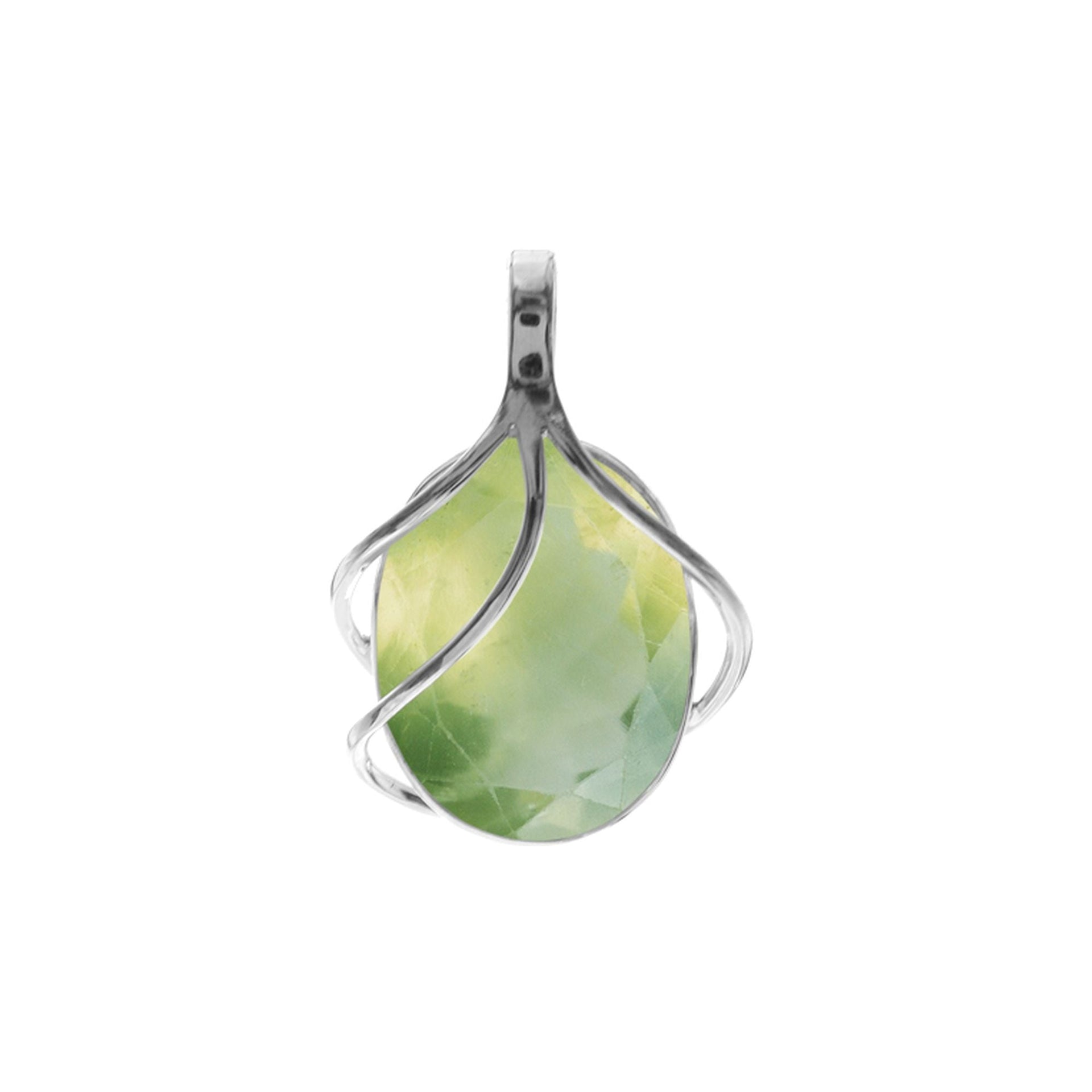 Viola prehnite triple overlay pendant