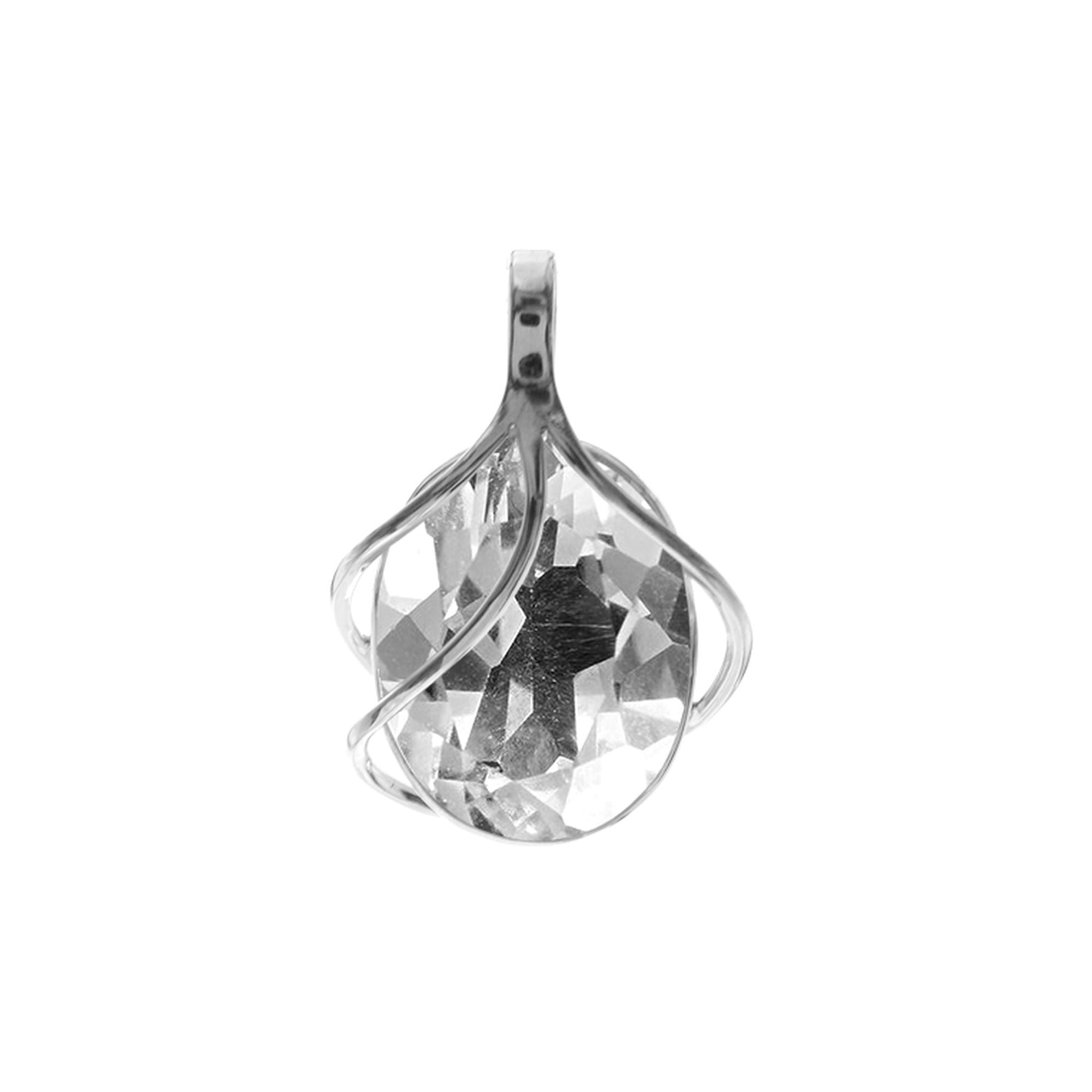 Viola clear quartz triple overlay pendant